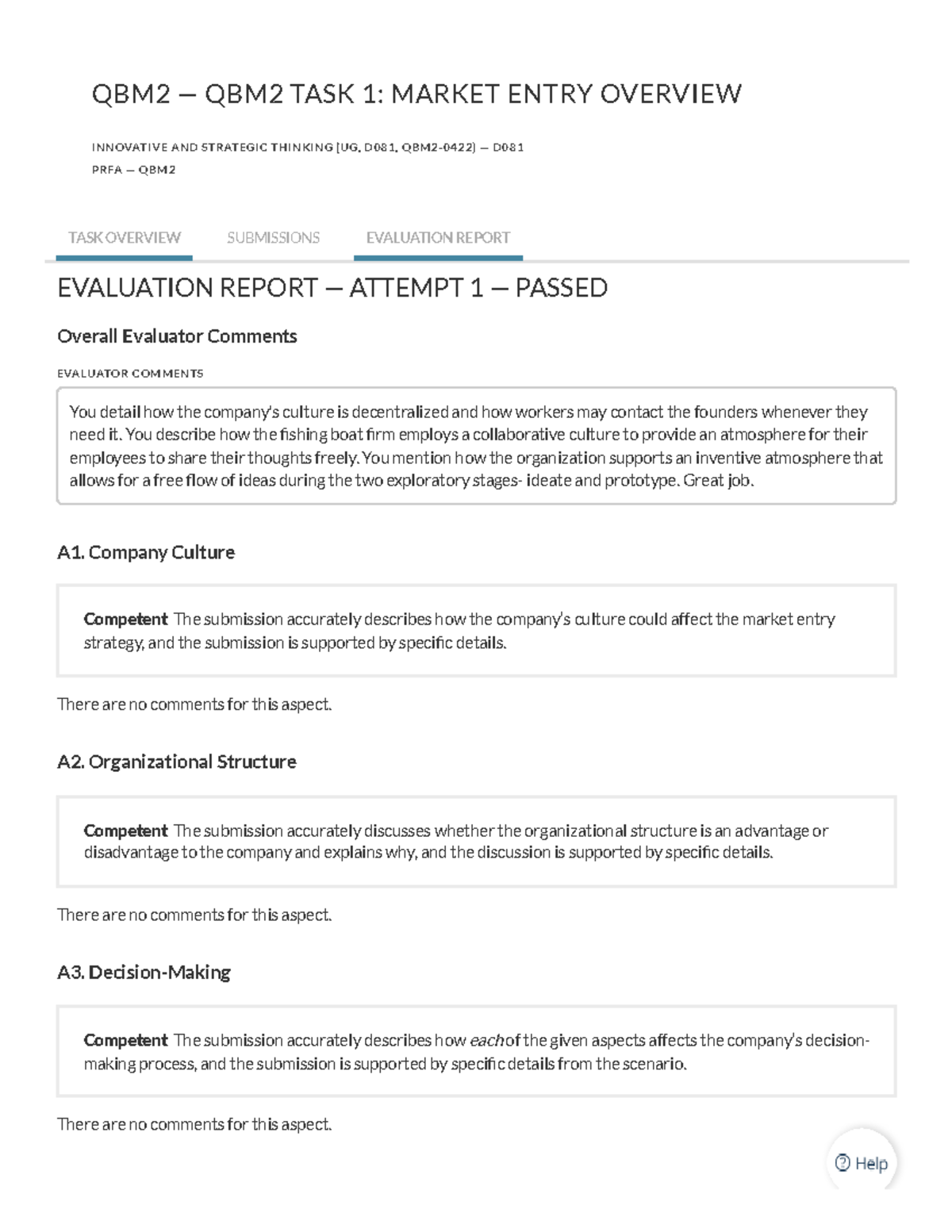 DBM1 Task Submisson Evaluat‭n - QBM2 — QBM2 TASK 1: MARKET ENTRY ...