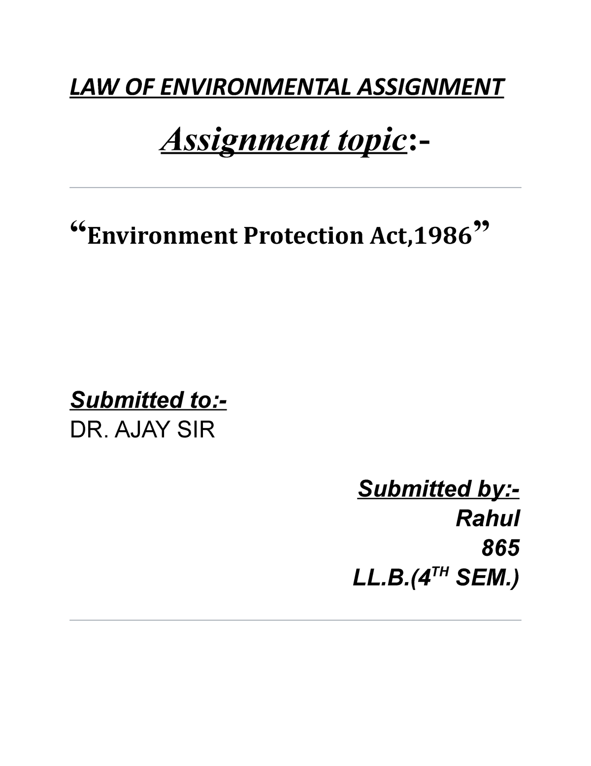 assignment on environmental law