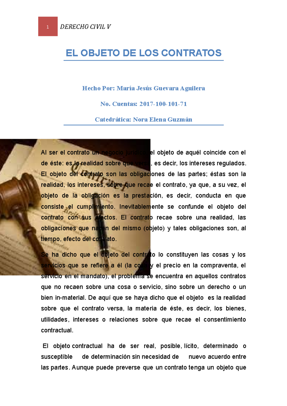 Derecho Civil V - Objeto De Los Contratos - 1 DERECHO CIVIL V EL OBJETO ...