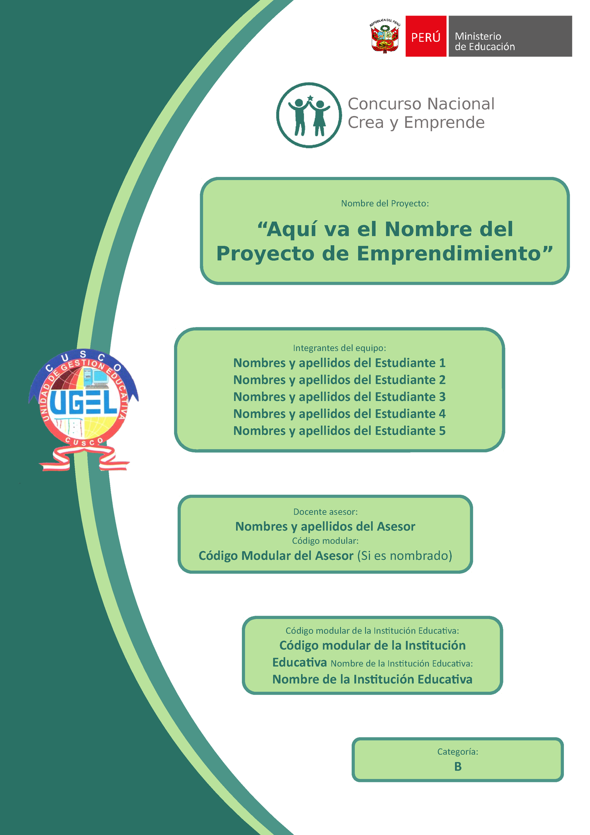 Plantilla Cat. B - Proyecto De Emprendimiento - Crea Y Emprende Nombre ...