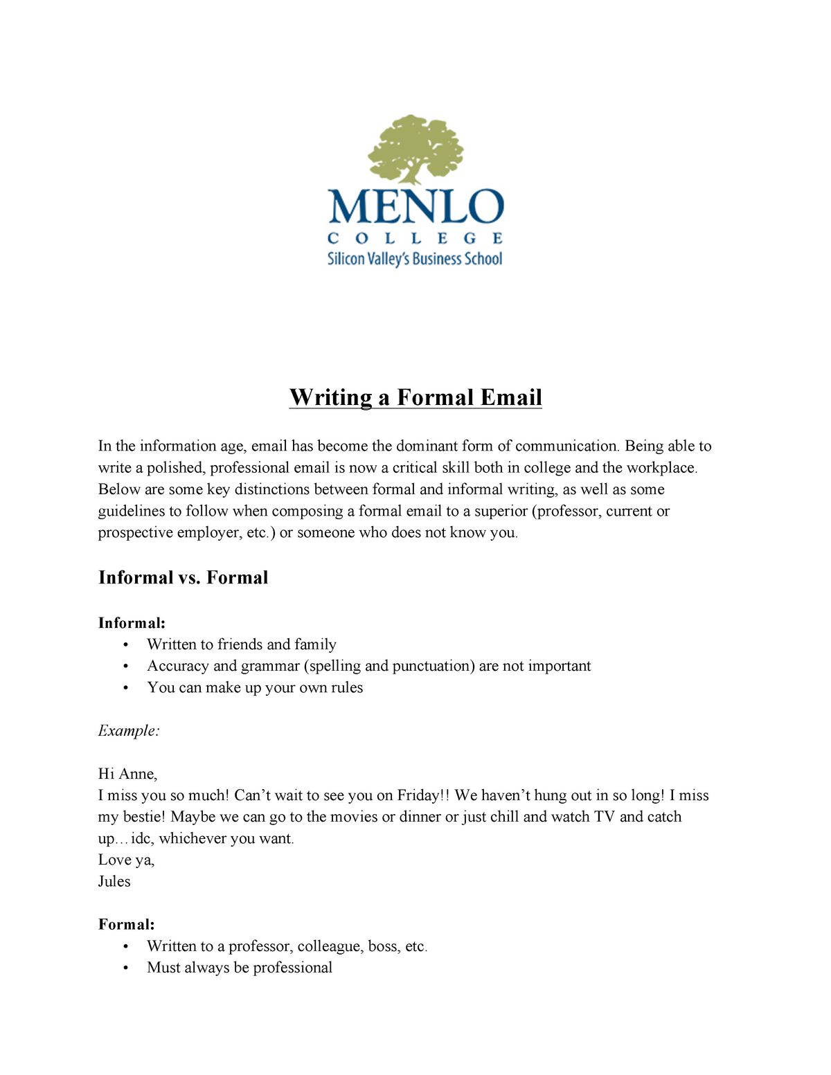 Writing a formal email - Writing a Formal Email In the information