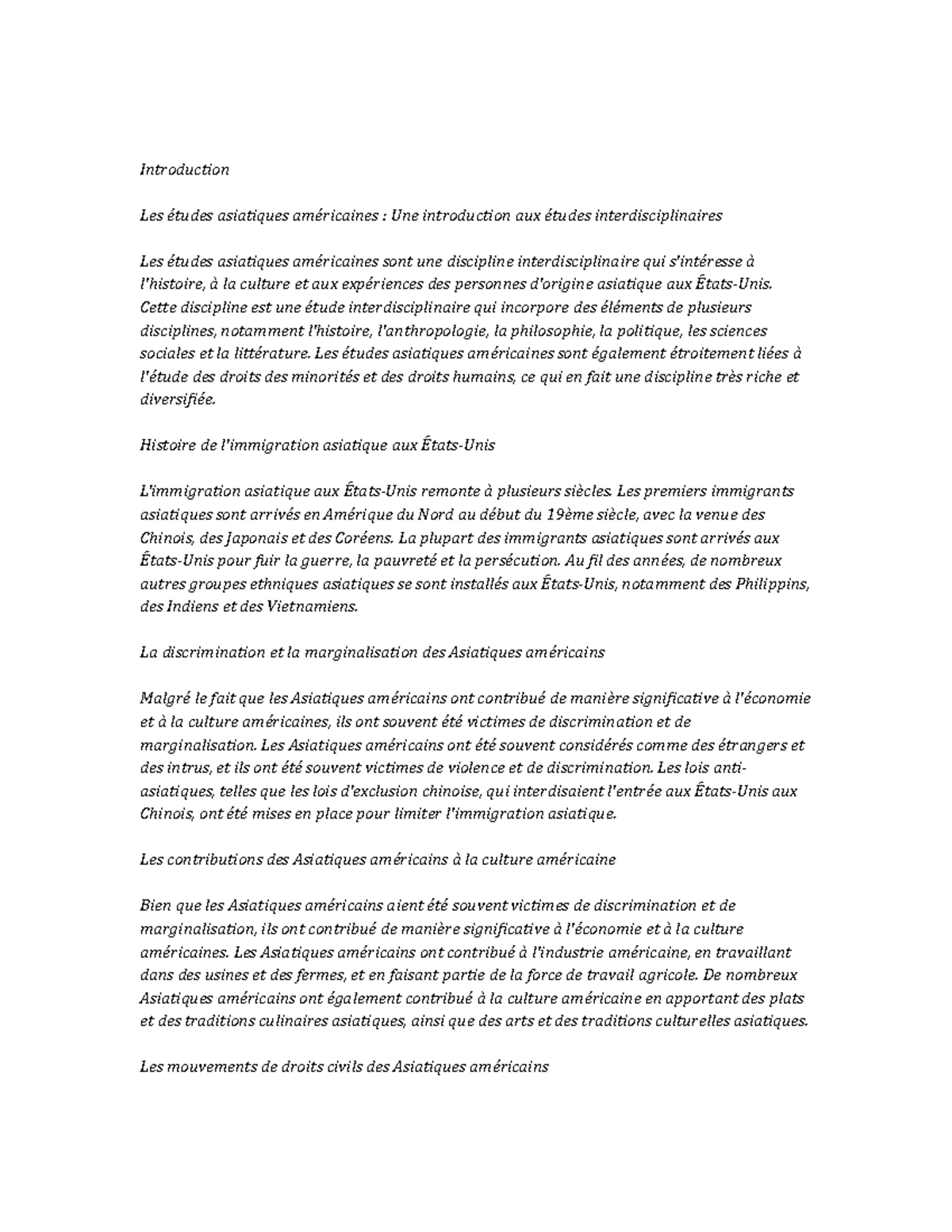 Asian American Studies Study Notes - Introduction Les études asiatiques ...