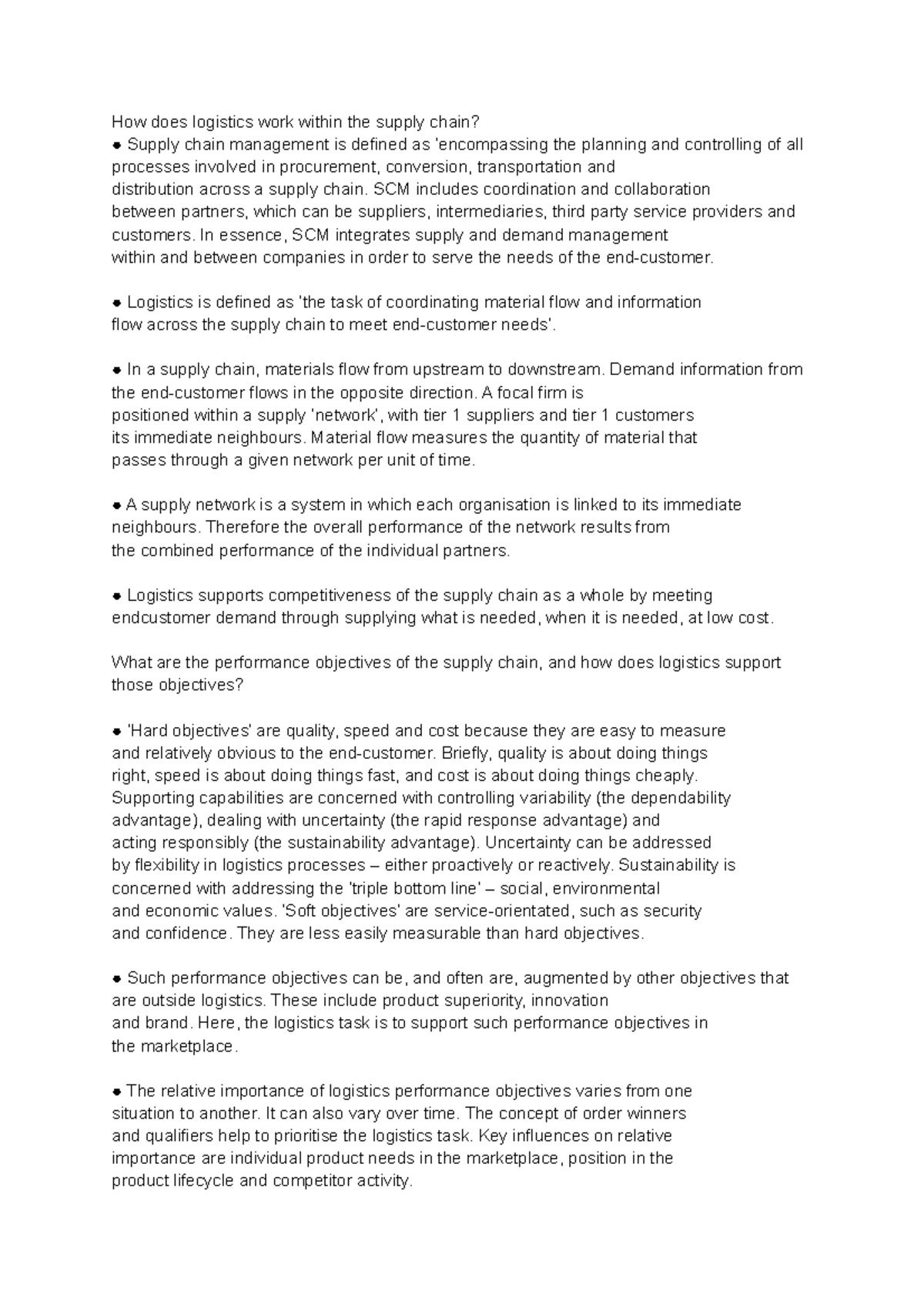 Supply chain management summaries Studocu