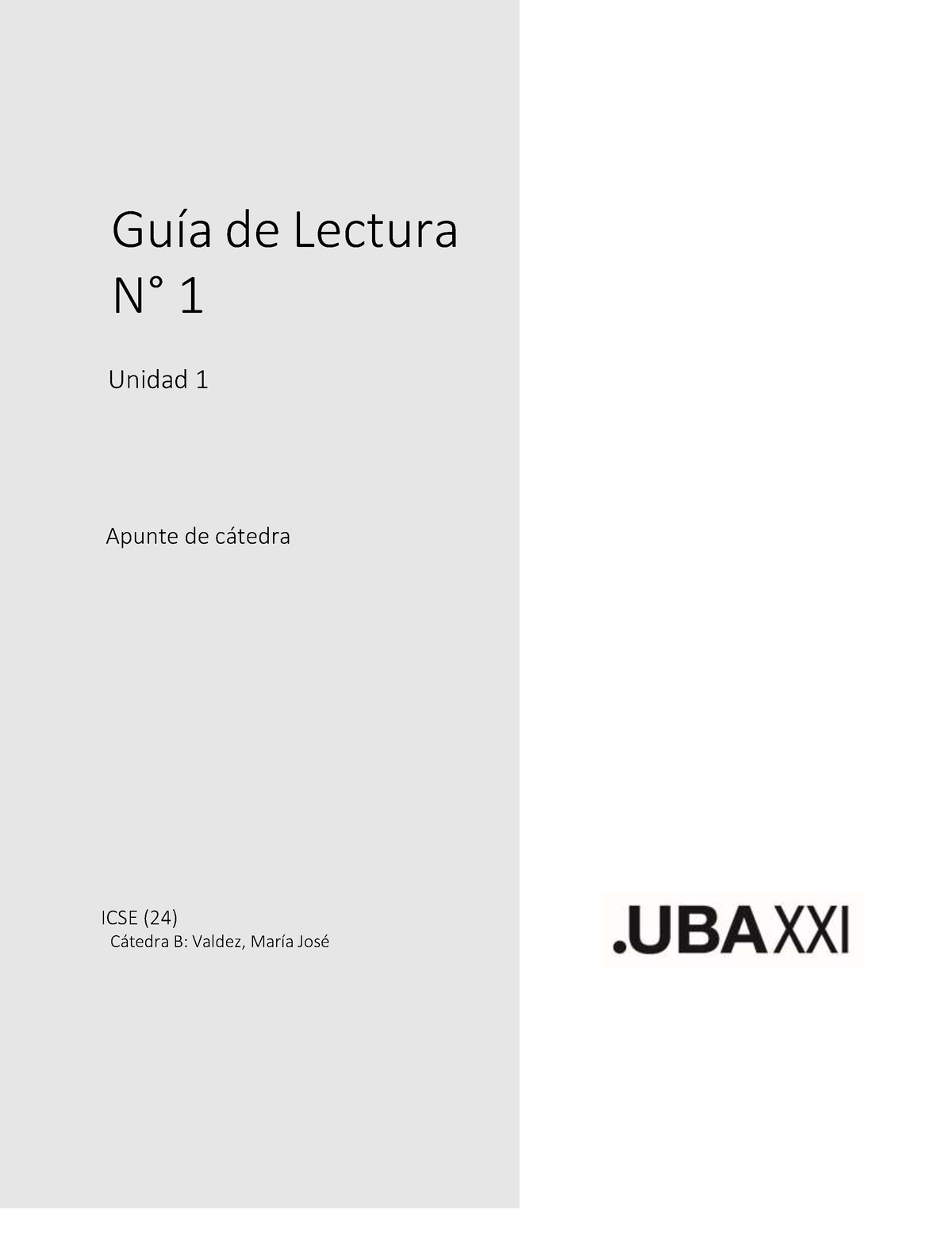 ICSE B 2023 Guía De Lectura 1 Terminado - GuÌa De Lectura N∞ 1 Unidad 1 ...