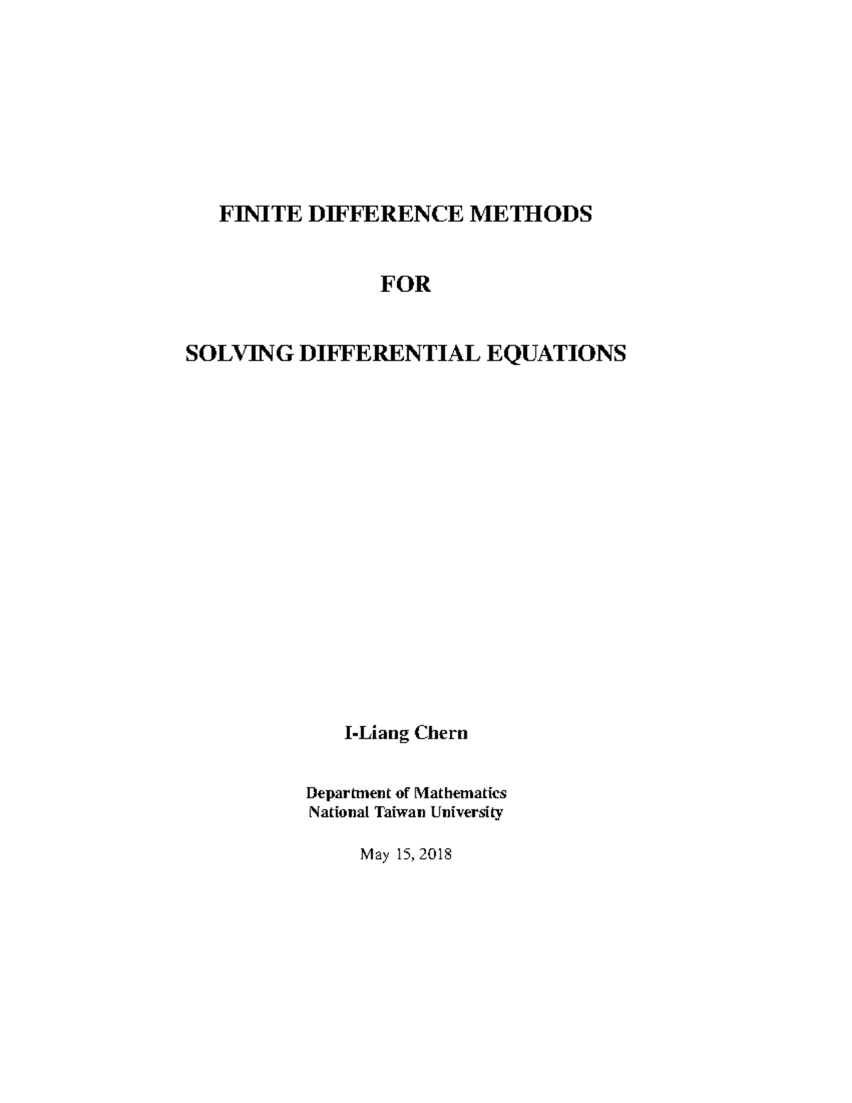 Finite Difference Methods FOR Solving Differential Equations - FINITE ...