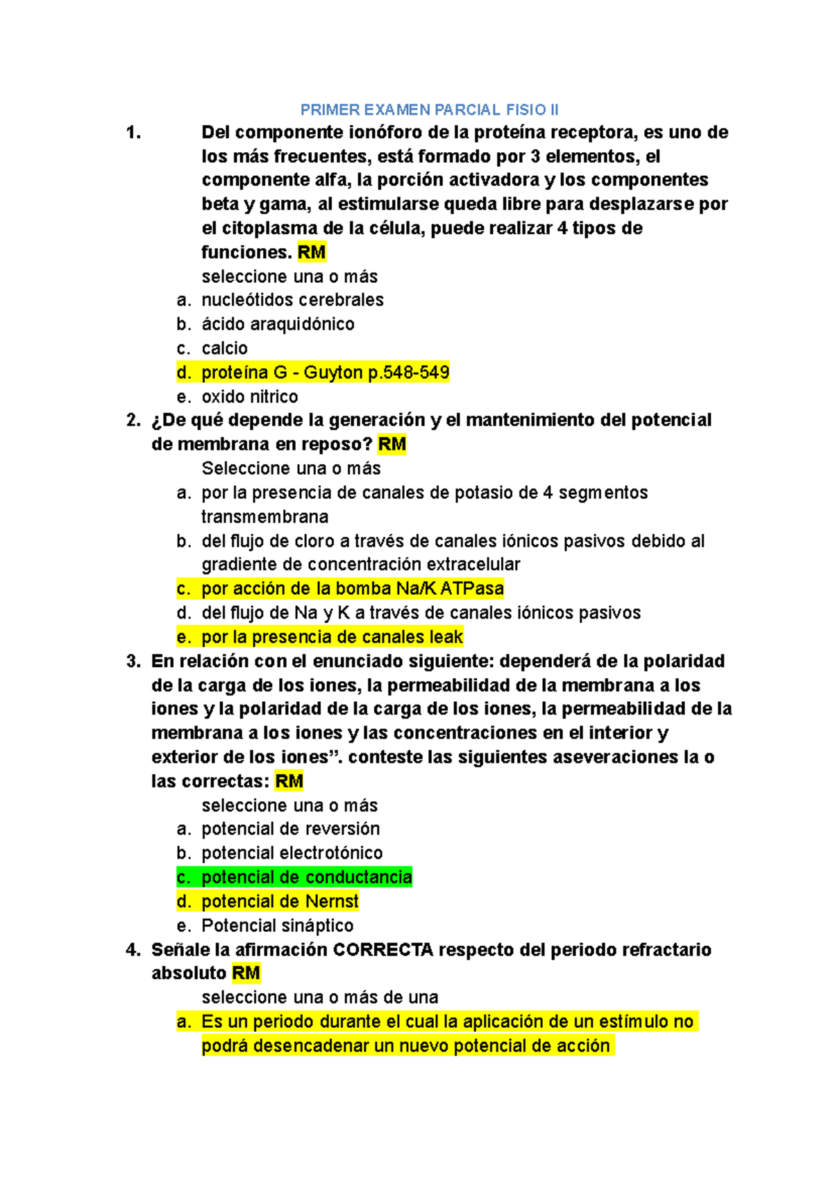 Guia Final Fisiologia Humana 2 Para Examen - **PRIMER EXAMEN PARCIAL ...