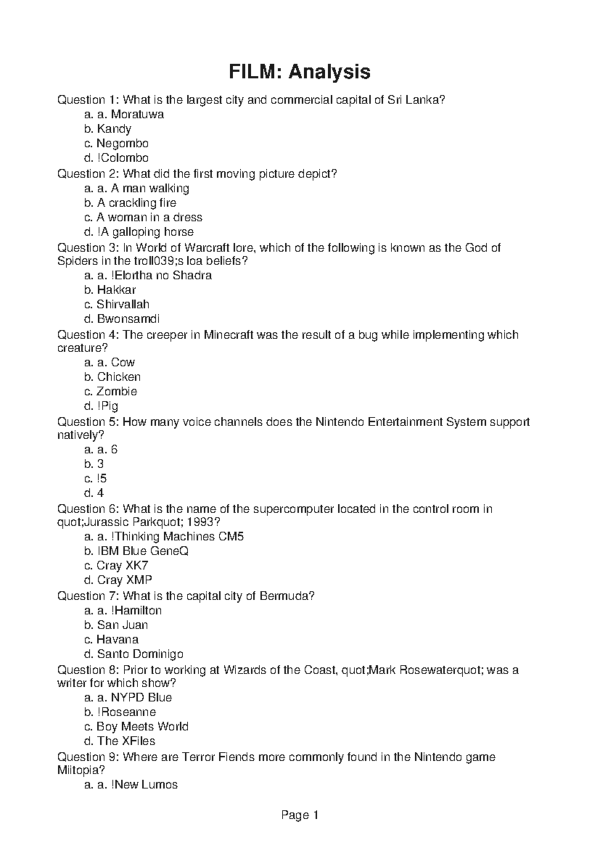 FILM124 Group Assignment 7 - FILM: Analysis Question 1: What is the ...