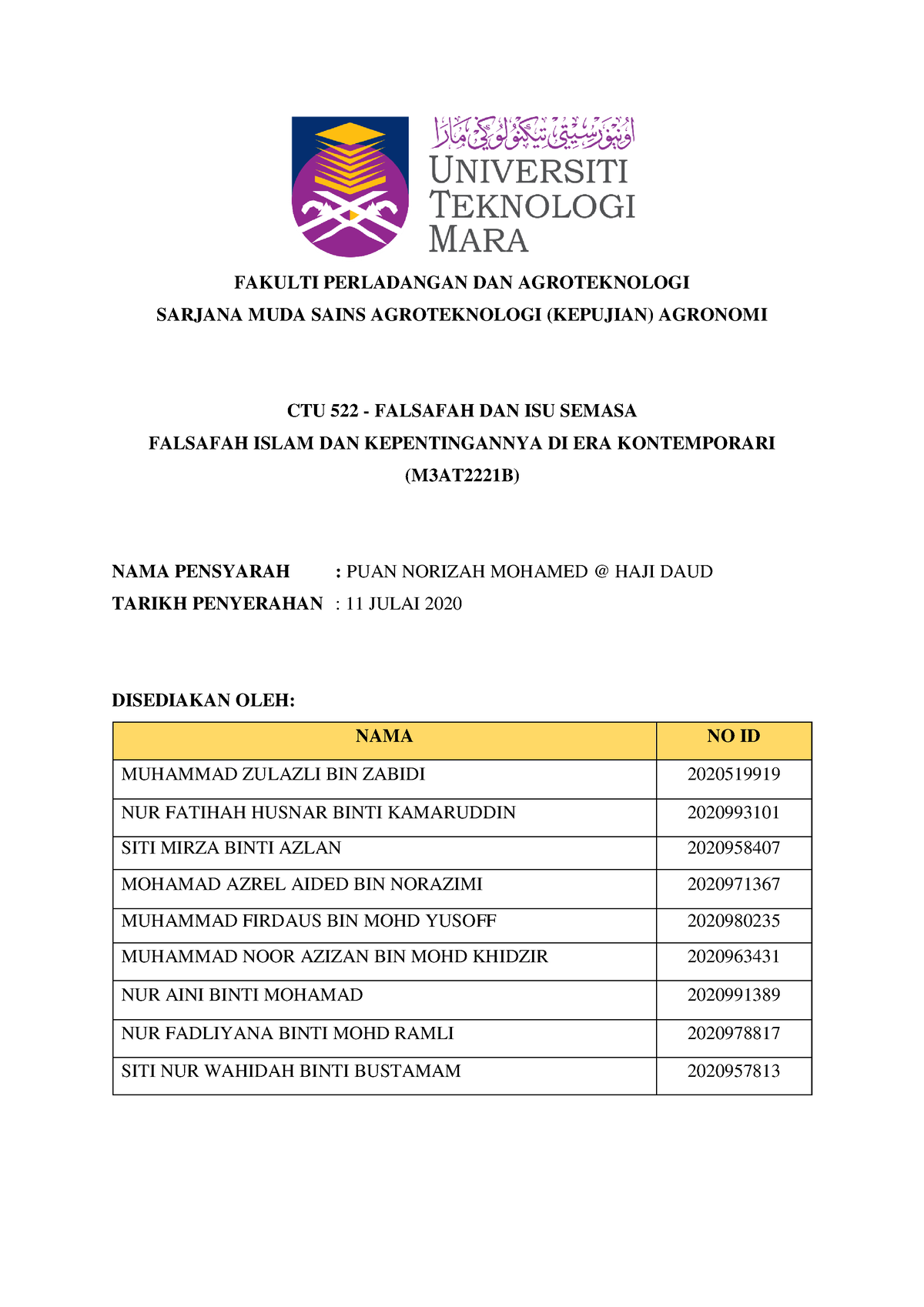 CTU 552 Falsafah DAN ISU Semasa - FAKULTI PERLADANGAN DAN AGROTEKNOLOGI ...