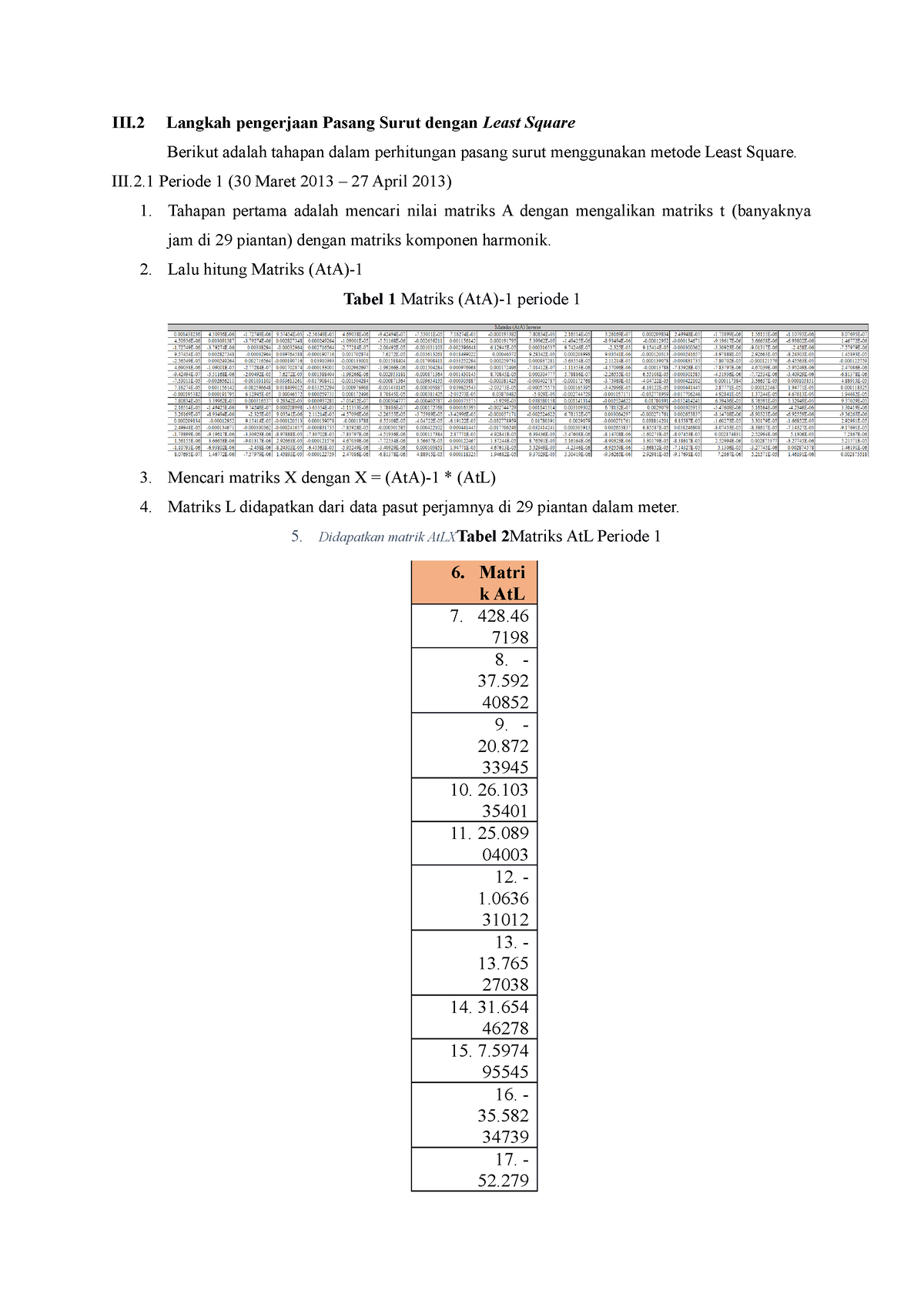 Langkah Pengerjaan Pasang Surut Dengan Least Square - III.2 Periode 1 ...