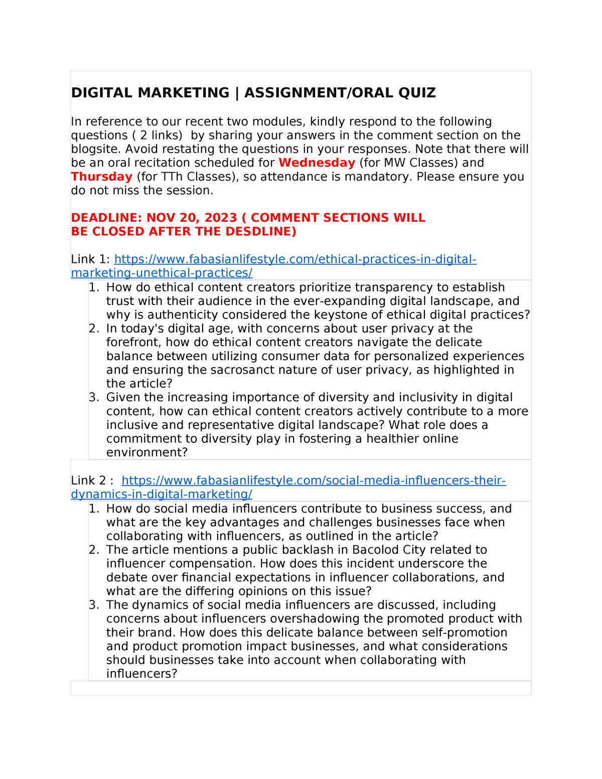 digital marketing assignment answers