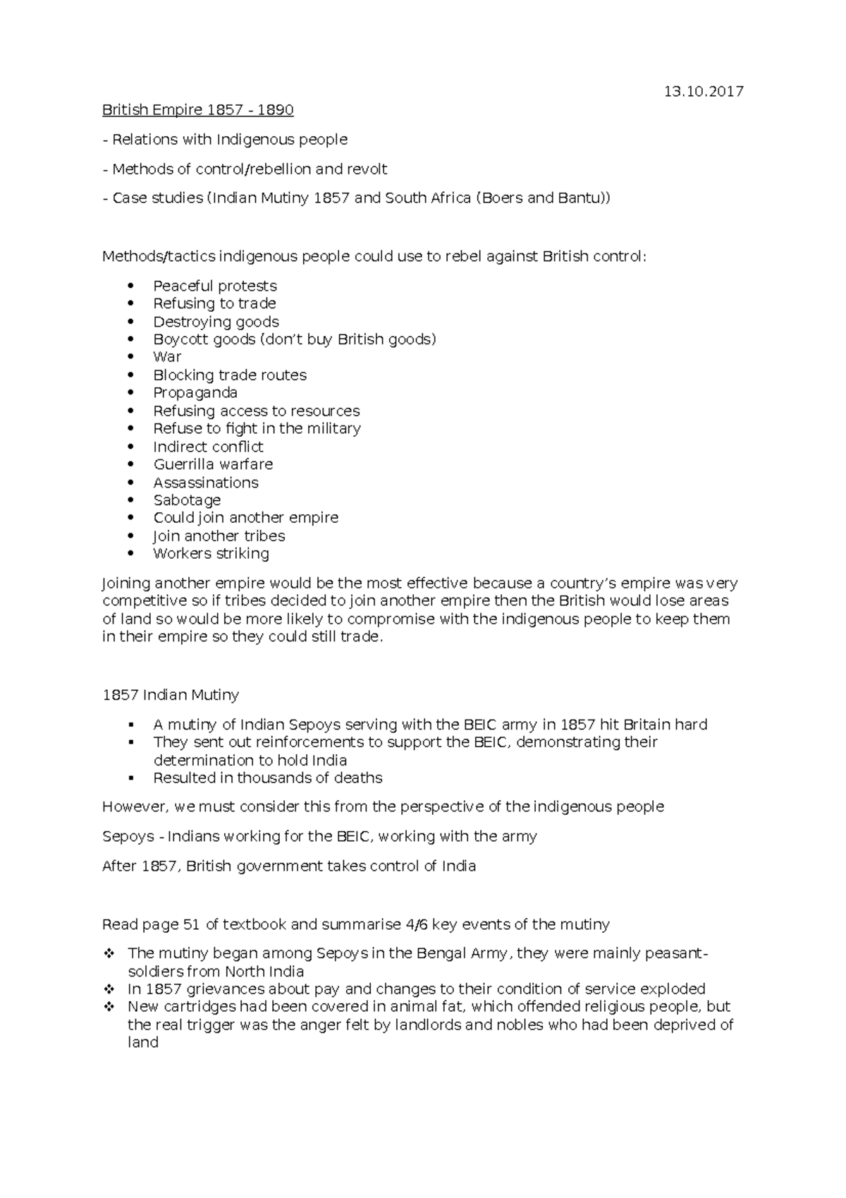 H 13 British Empire work for making of modern Europe but from the