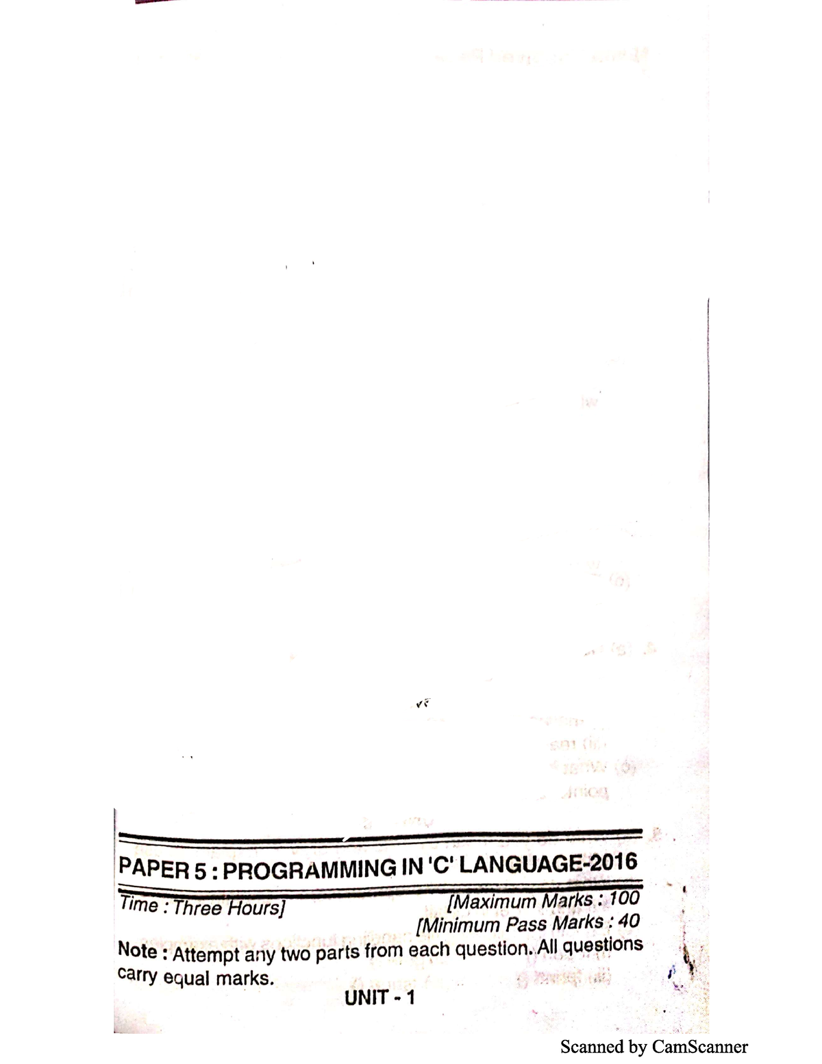 problem solving and programming in c question paper