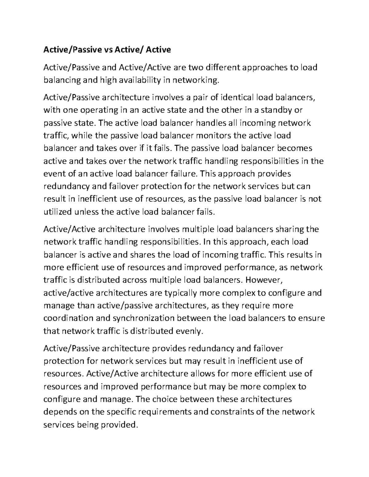 11.4 (13) - Tyler - Active/Passive vs Active/ Active Active/Passive and ...