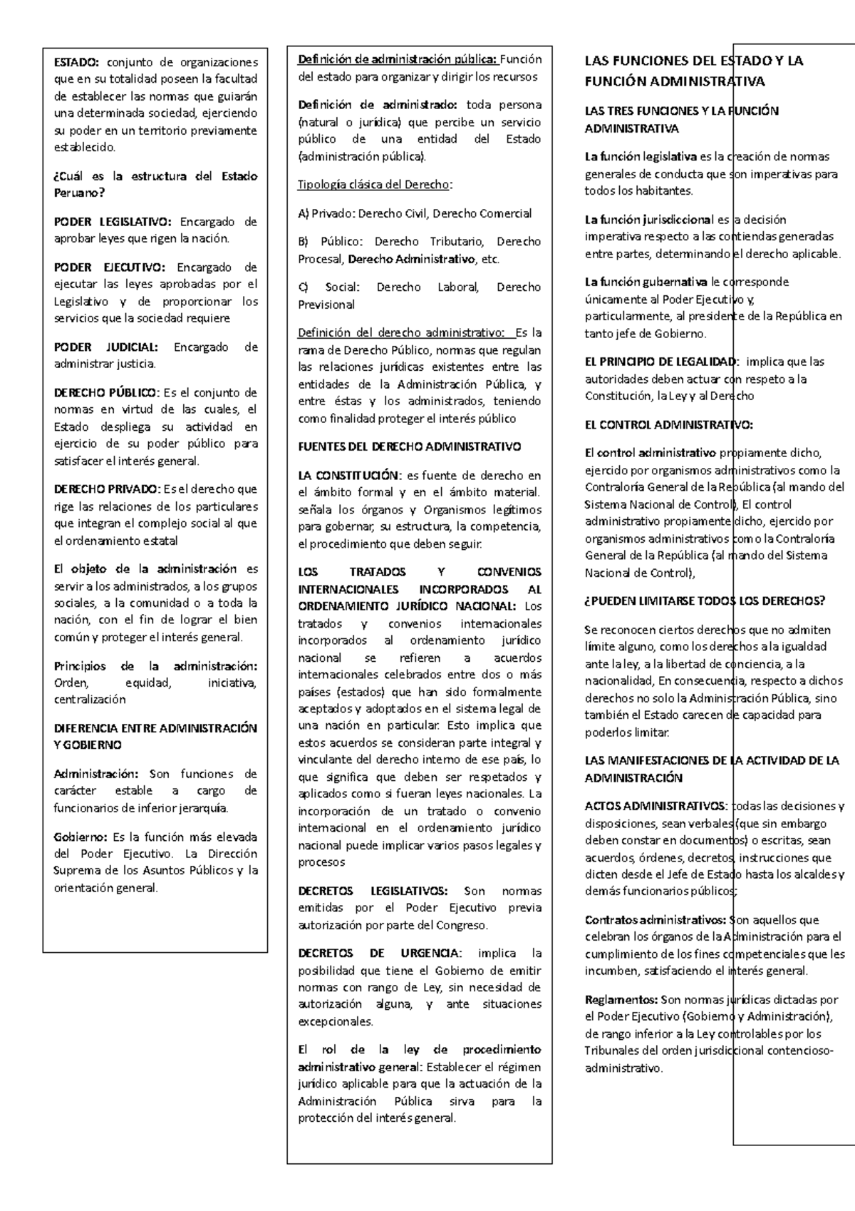 Examen Administrativo LAS FUNCIONES DEL ESTADO Y LA FUNCI N