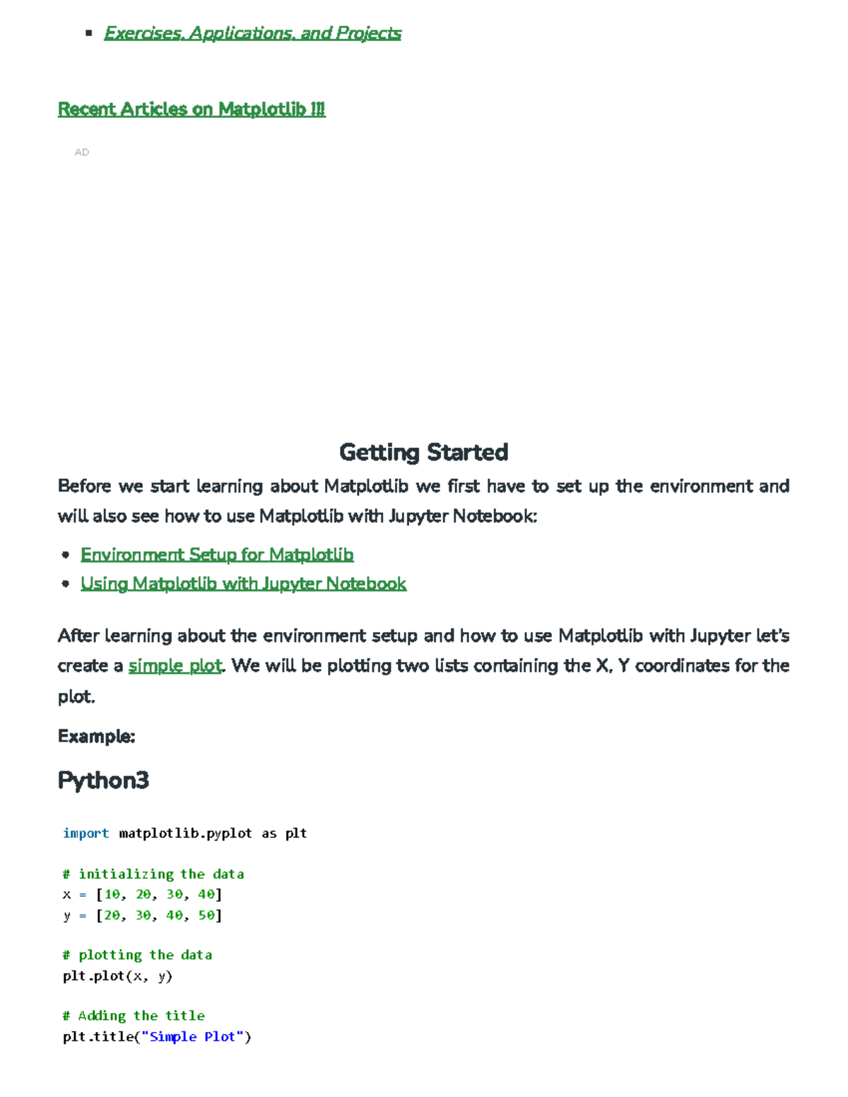 Matplotlib Tutorial - Exercises, Applications, And Projects Recent ...