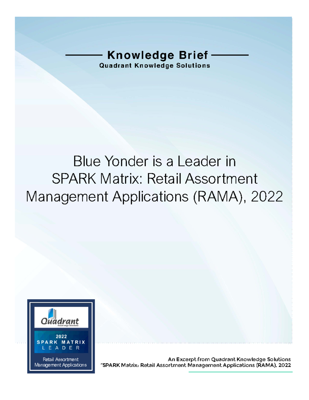 Brief Retail Assortment Management Application 2022 SPARK Matrix