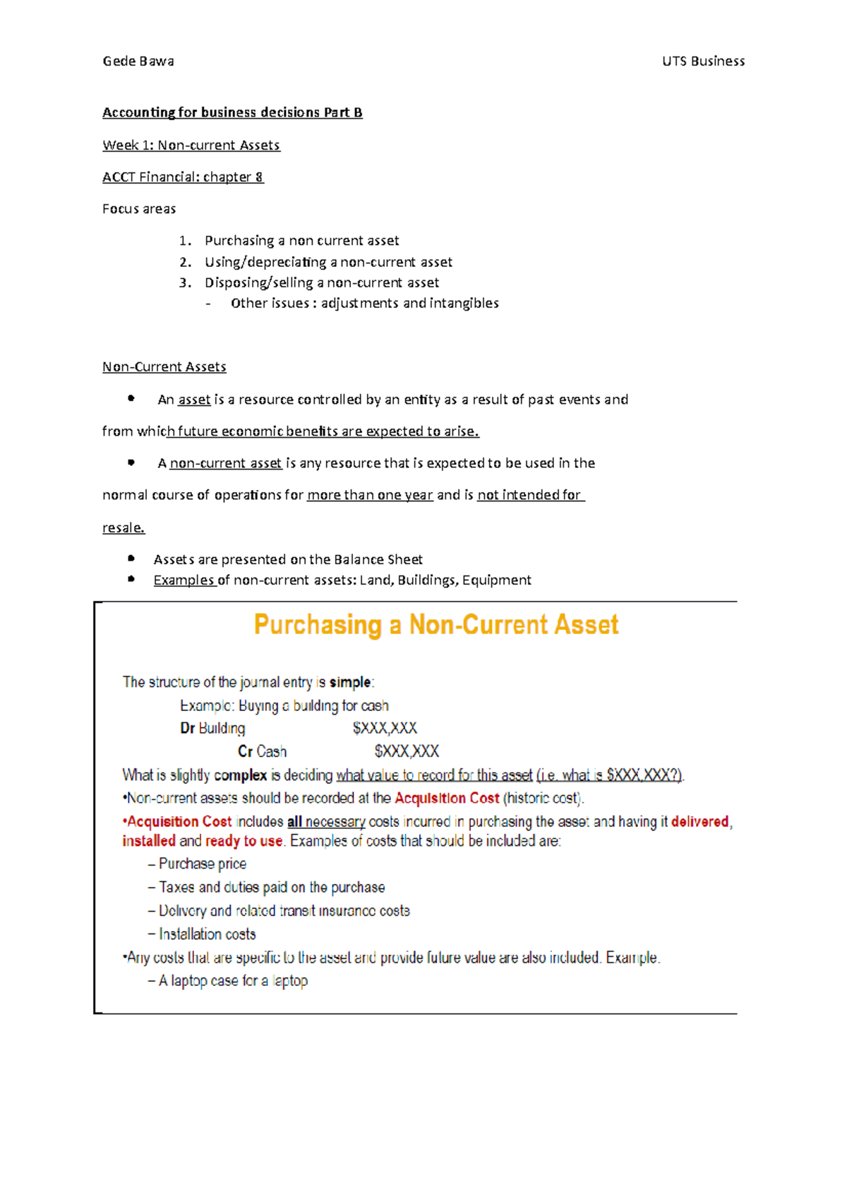 Accounting For Business Decisions Part B - Purchasing A Non Current ...