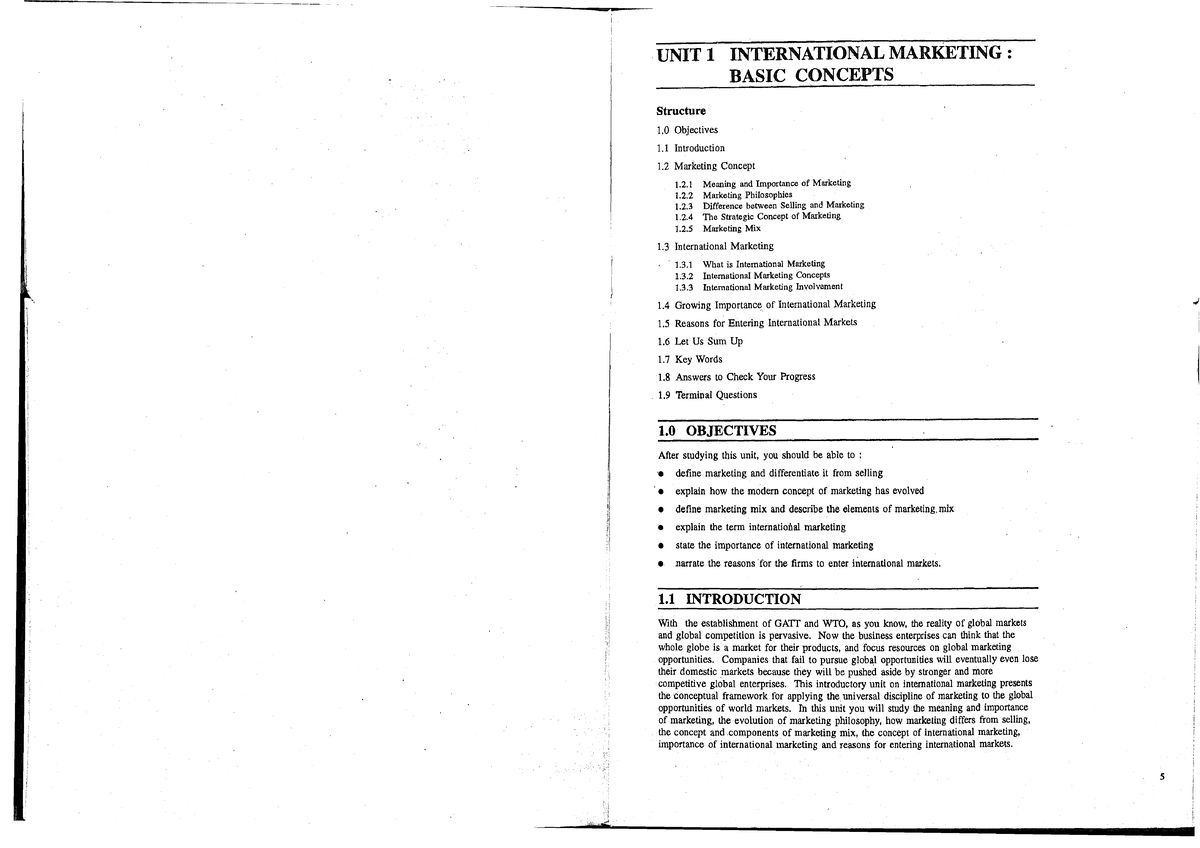 Unit-1 - Text Book - Chapter 1 - UNIT 1 INTERNATIONAL MARKETING : BASIC ...