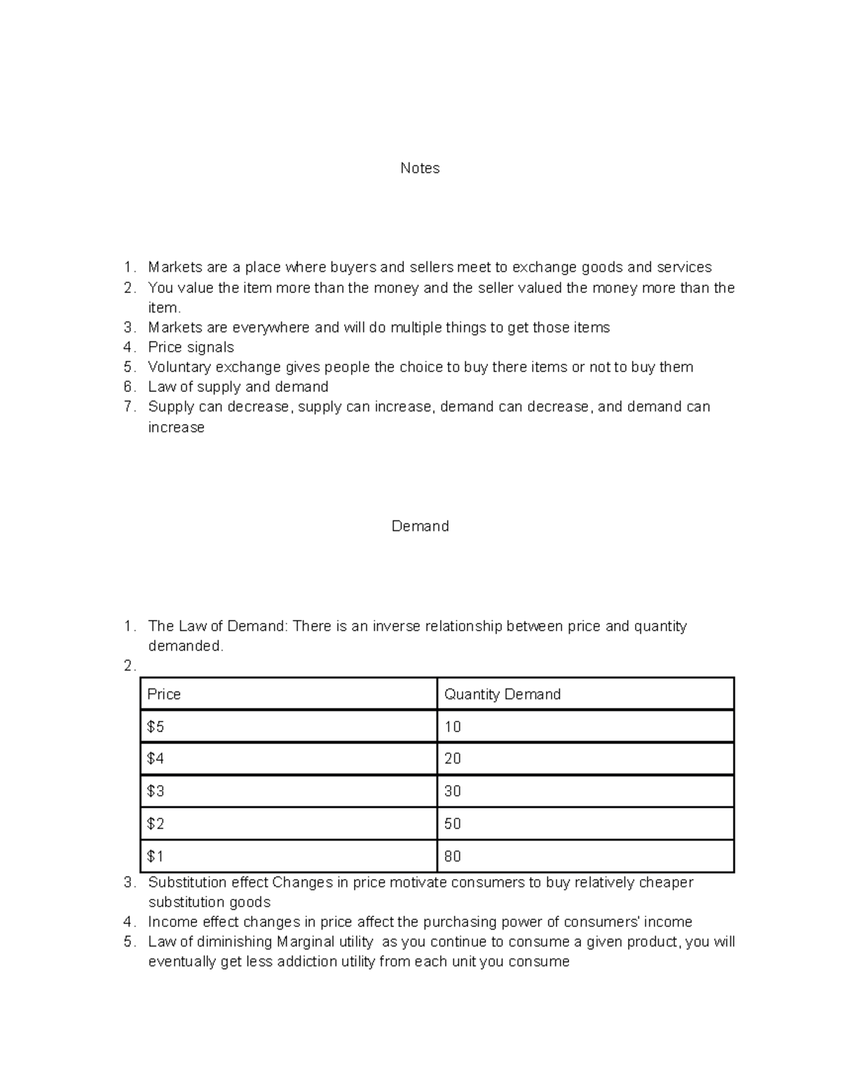 Notes for econ - Notes Markets are a place where buyers and sellers ...