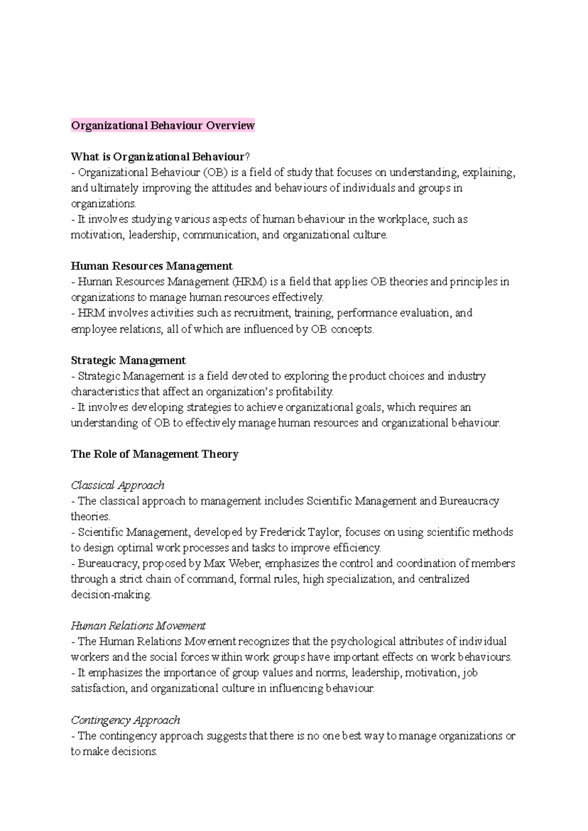 Adms 2400- Introduction to Organizational Behaviour - Google Docs ...