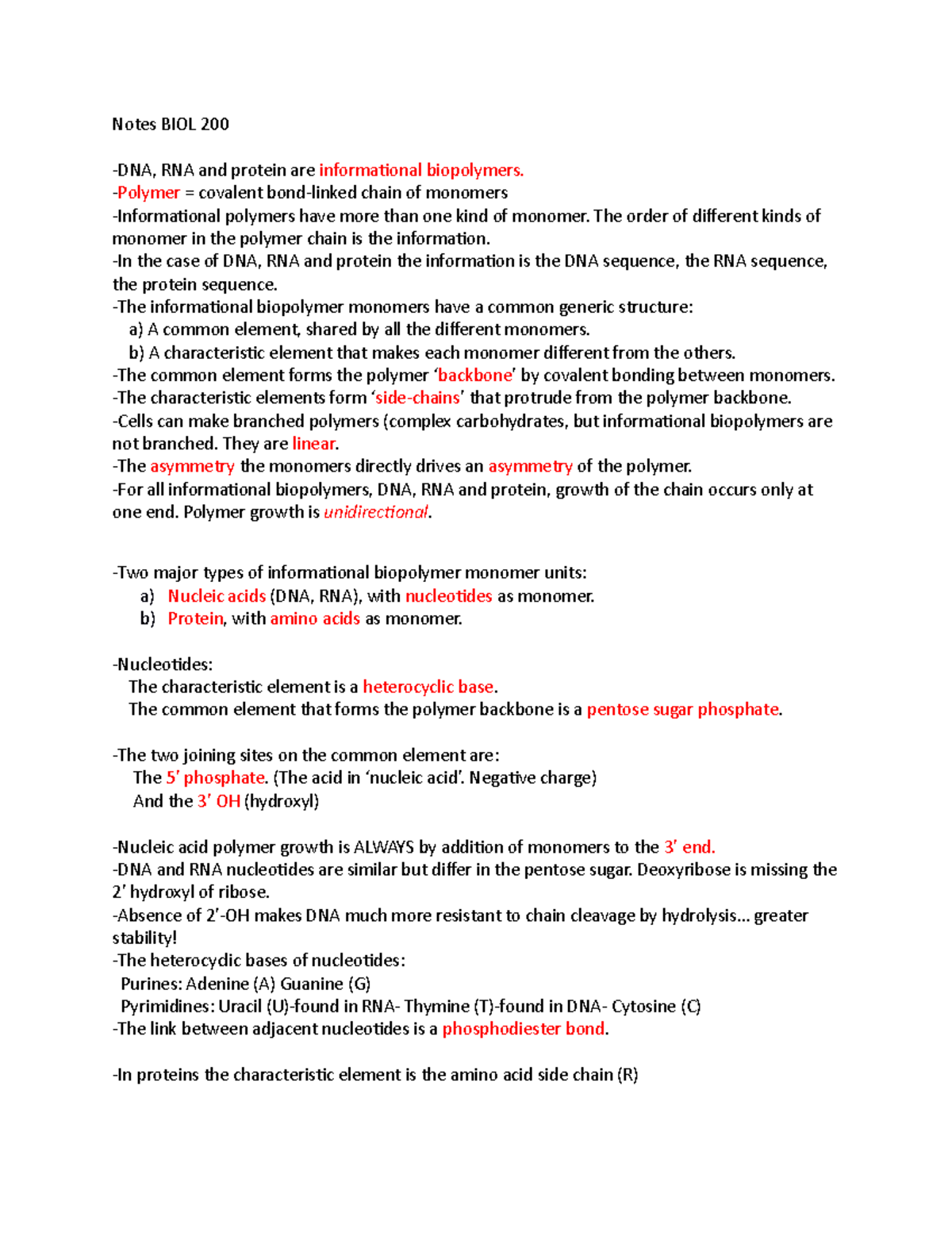Notes for BIOL 200 (lectures 1-5) - Biol 200 - McGill - Studocu