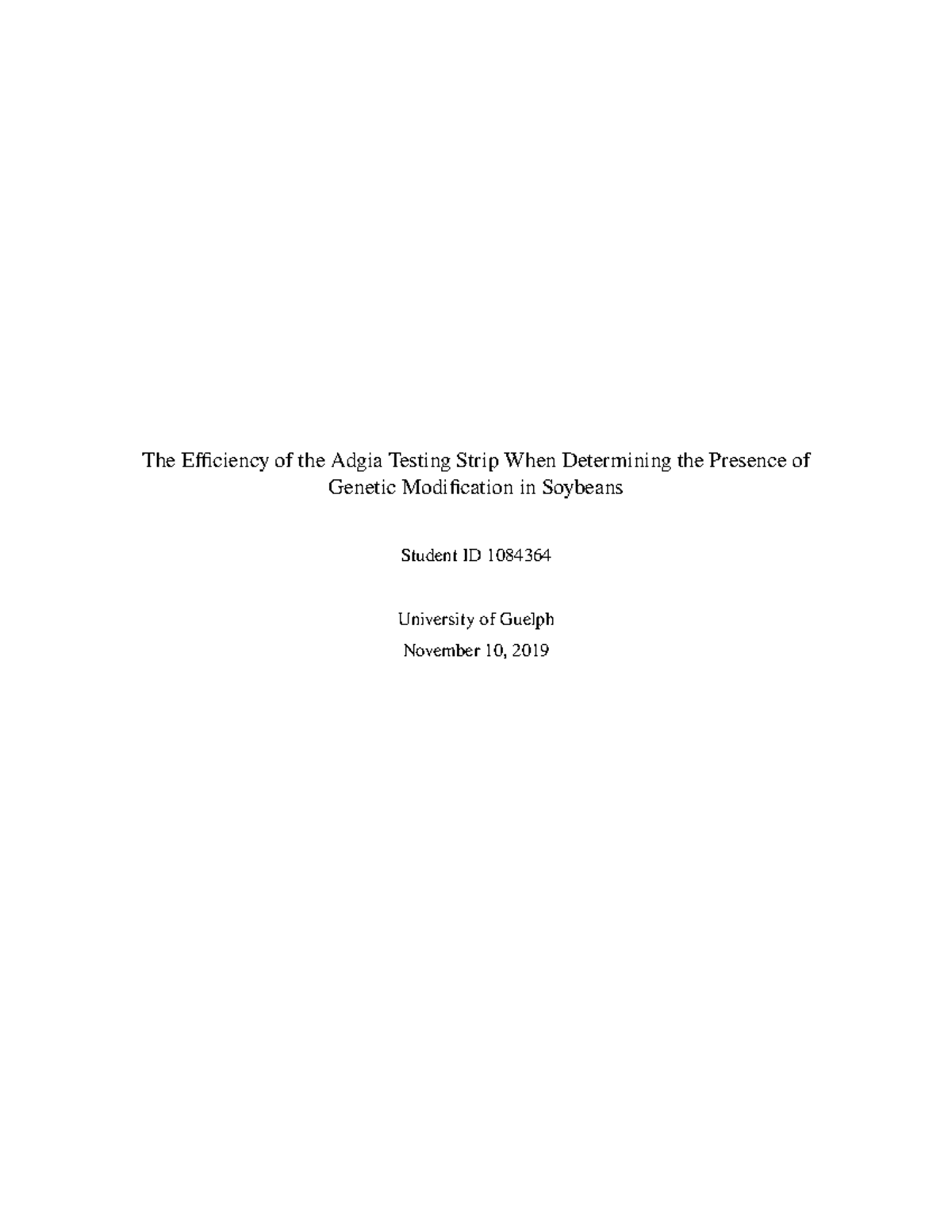 GMOS lab report The Efficiency of the Adgia Testing Strip When