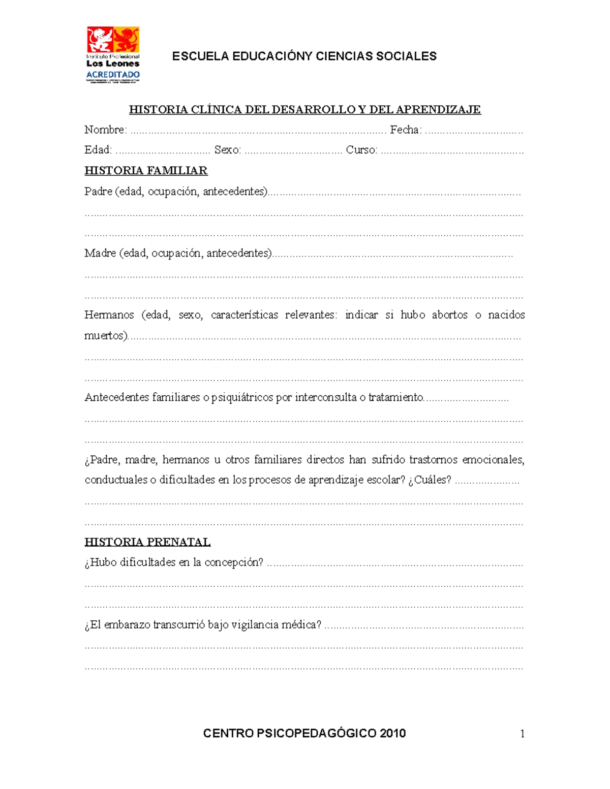Anamnesis recopilacion de datos psicopedagogicos historia cl nica 