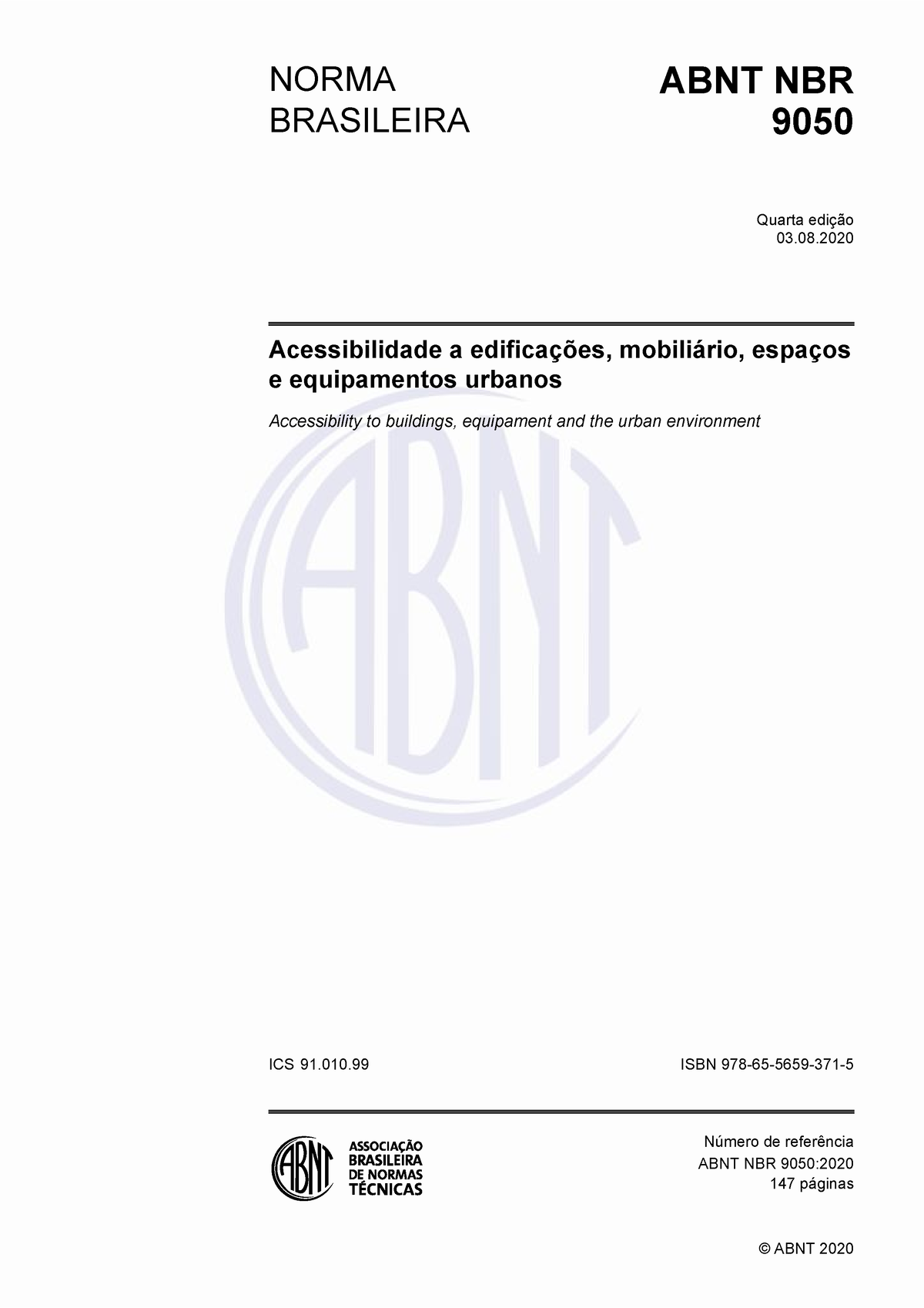 Abnt Nbr 9050 Acessibilidade Norma Abnt Nbr Brasileira Ics Isbn 978 65 5659 371 Número De 8777