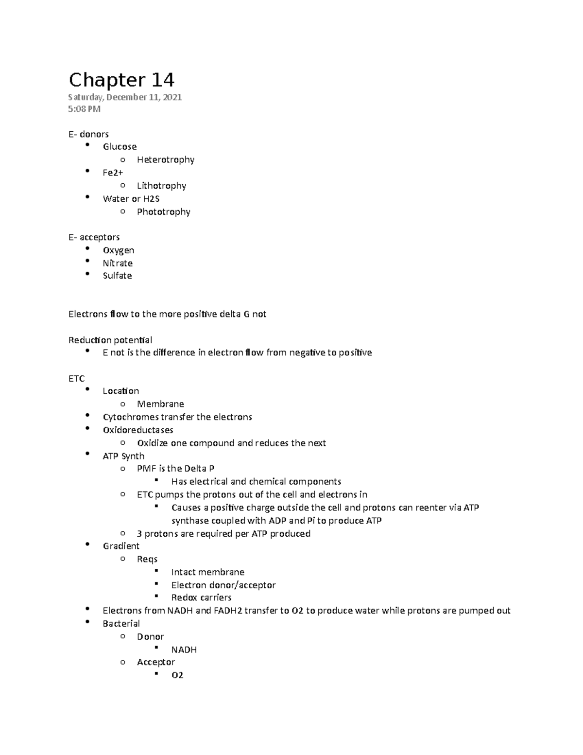 Chapter 14, 15, 23 Notes - Chapter 14 Saturday, December 11, 2021 5:08 ...