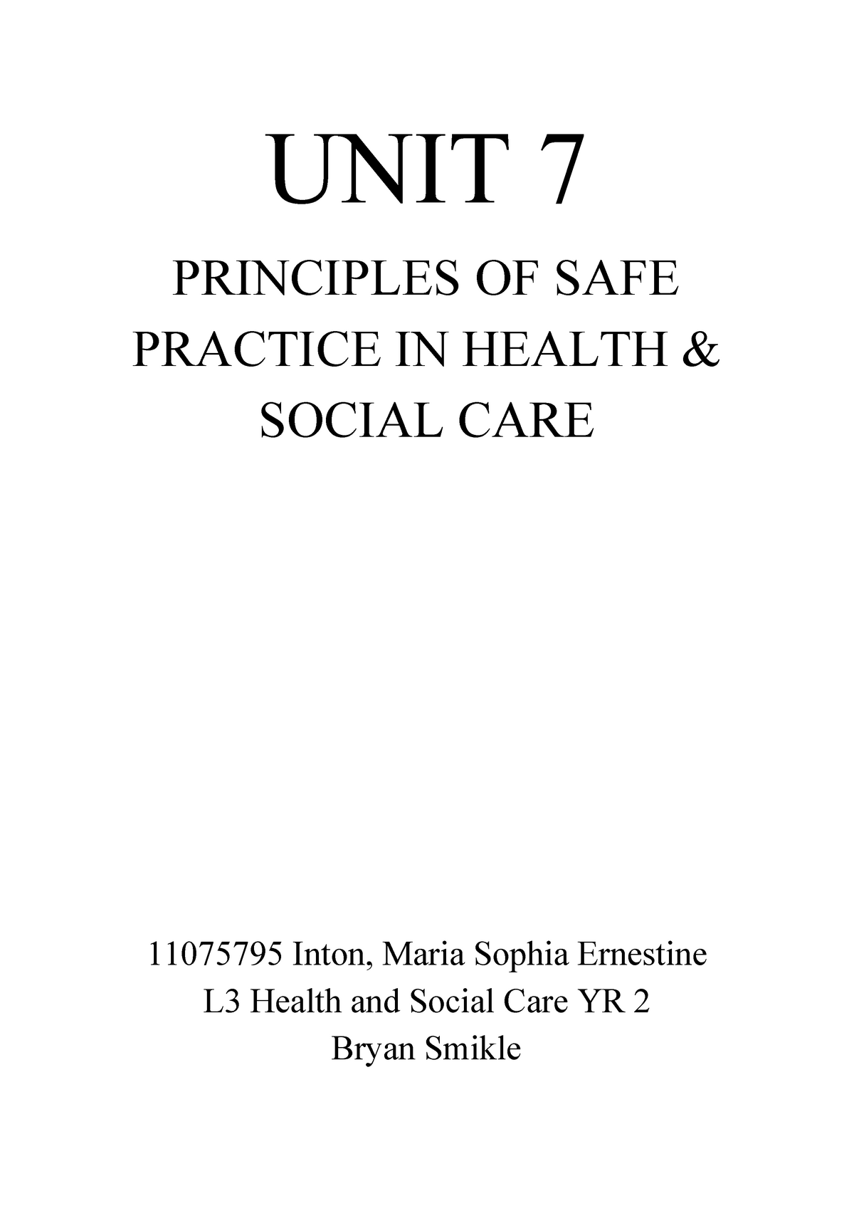 health and social care unit 7 assignment brief