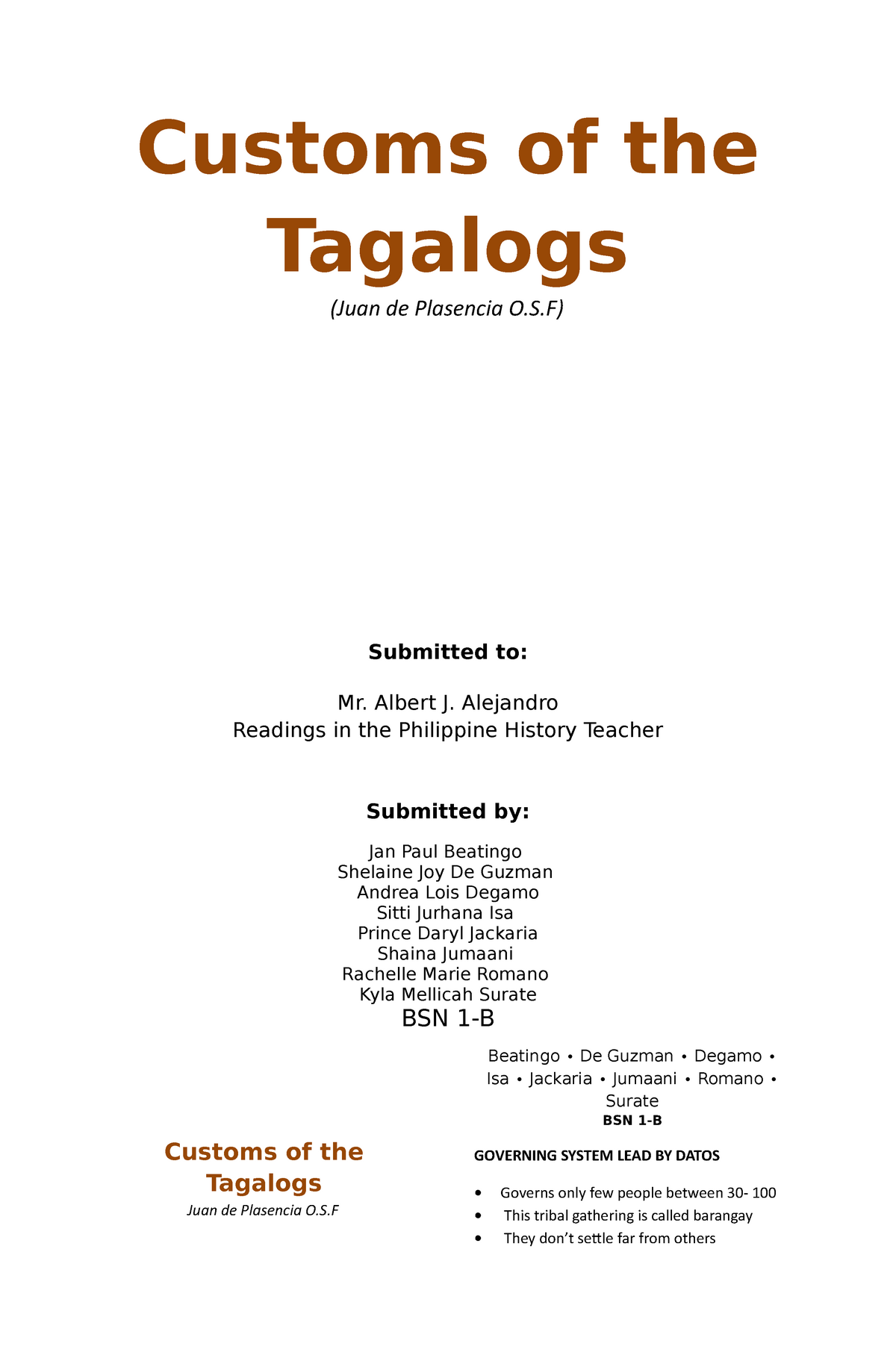 Critique Paper Tagalog Example - Customs Of The Tagalog Readings In Philippines Studocu : The ...