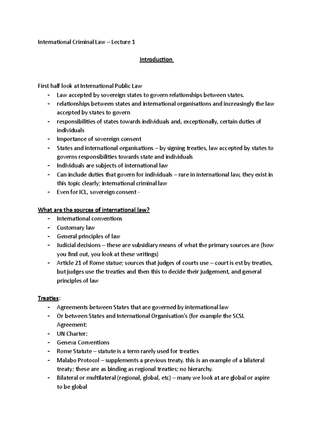 International Criminal Law lec 1 - Internaional Criminal Law – Lecture ...