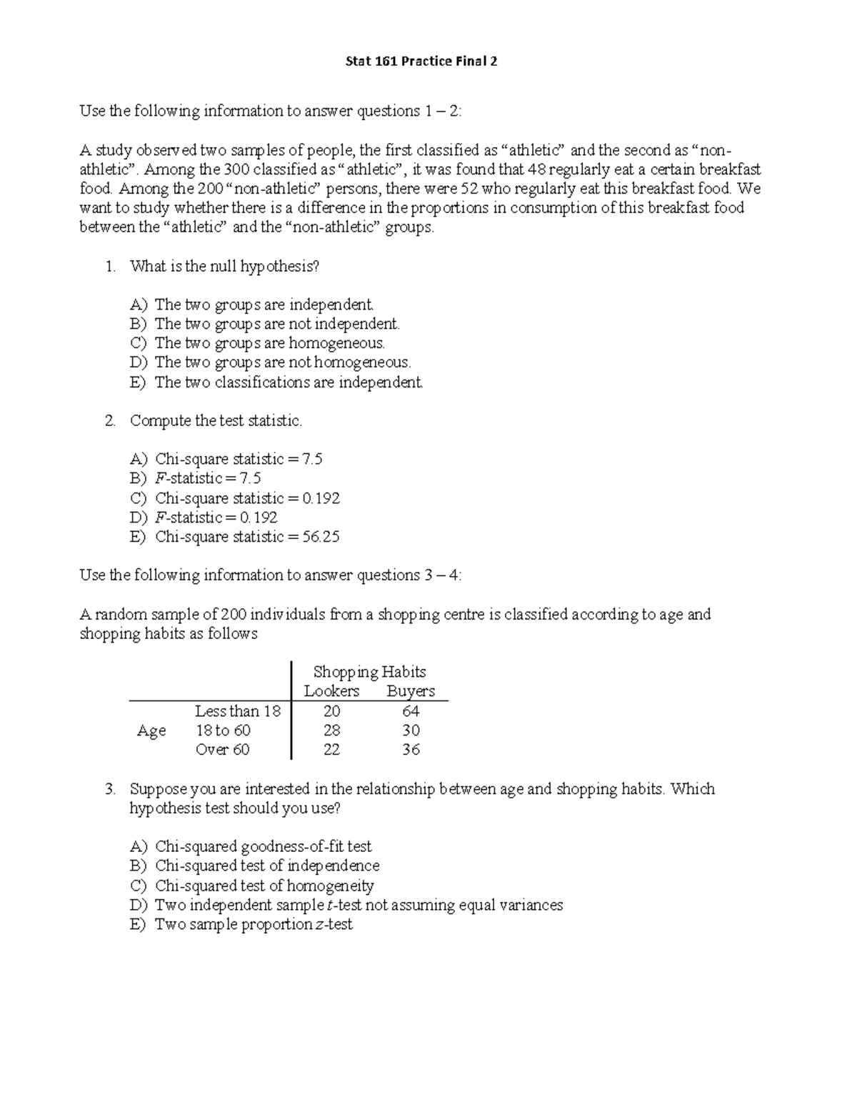 Practice Final For Stats 161 Final Exam - STATS 141/151 - UAlberta ...