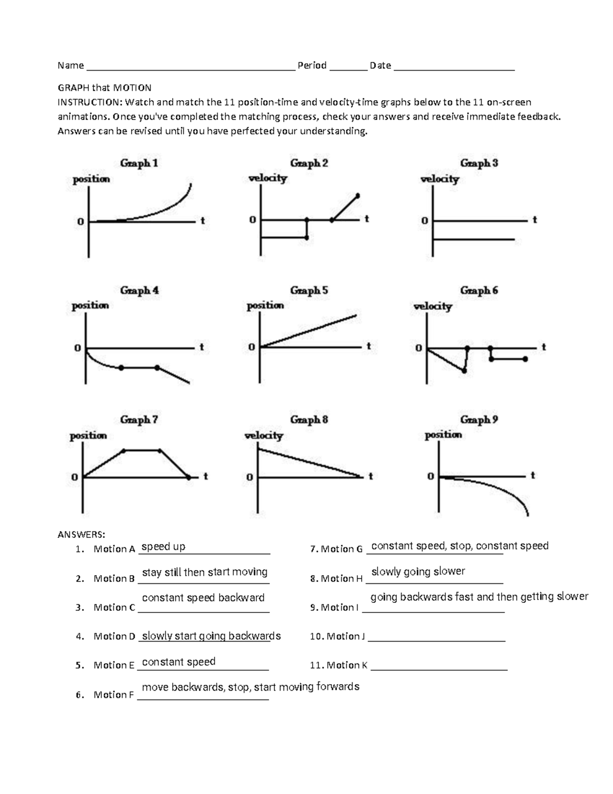 Graph That Motion Animation WS - Name ...