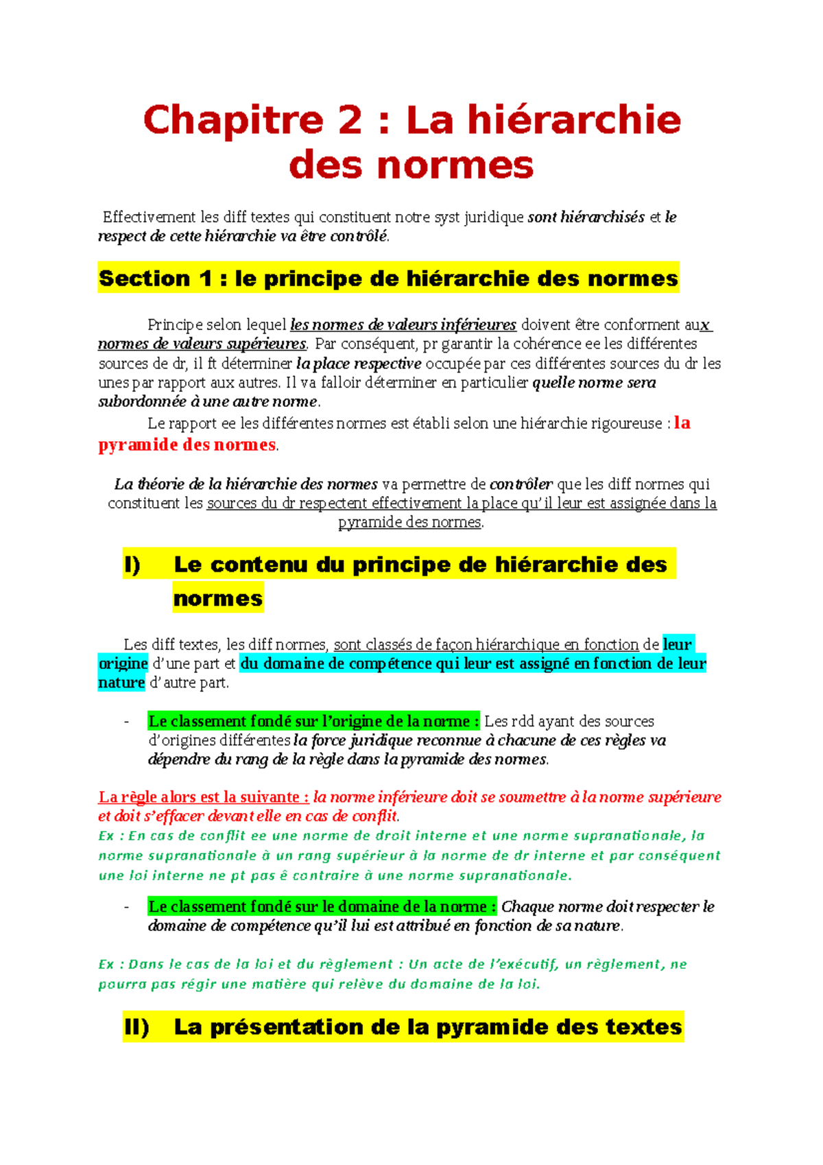 Chapitre 2 - introduction au droit - Chapitre 2 : La hiérarchie des ...