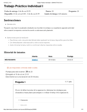 Examen Parcial 1 - [Unidad 1 Y Unidad 2] Administracion II - Examen ...