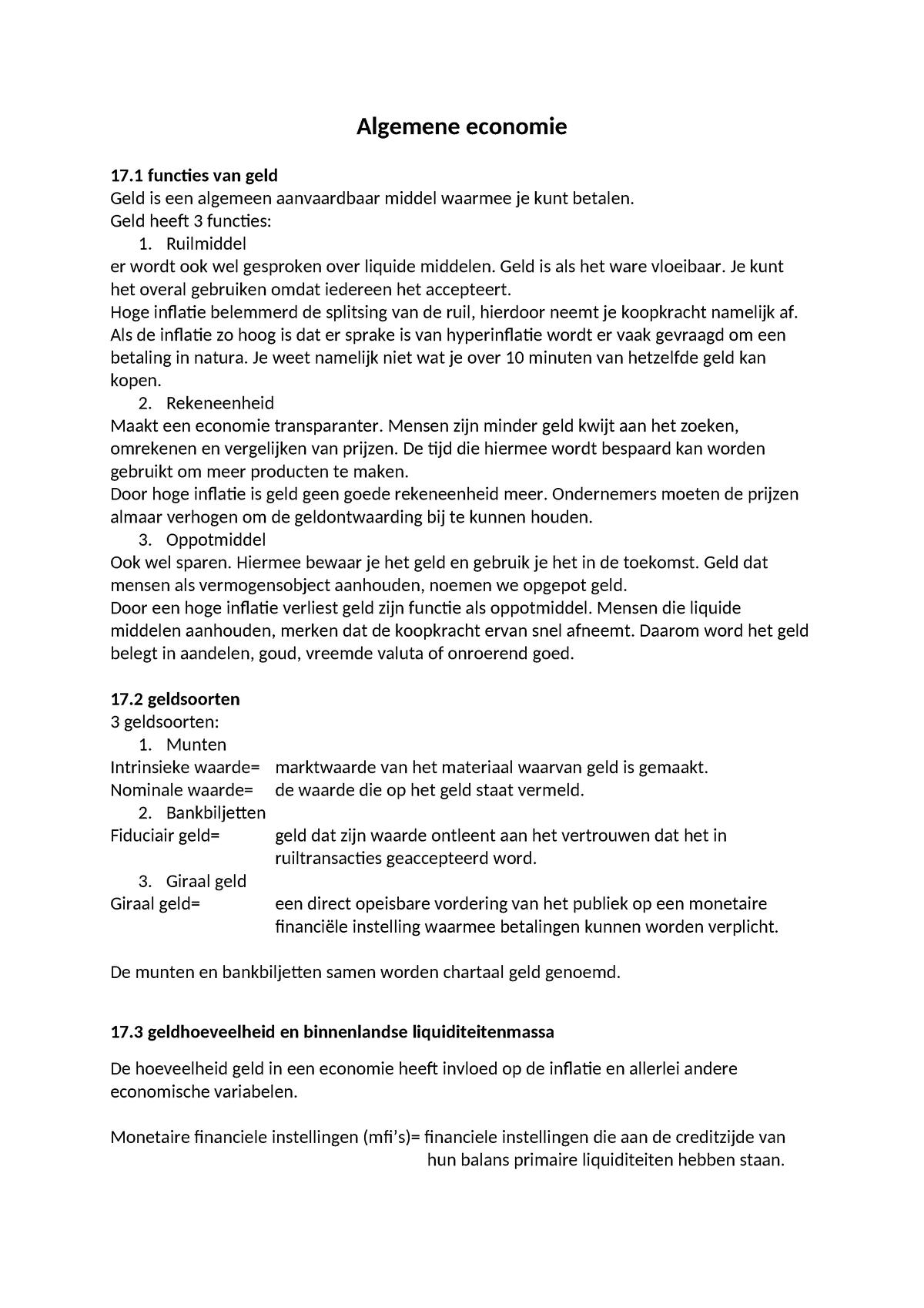 Algemene Economie - Samenvatting - Algemene Economie 17 Functies Van ...