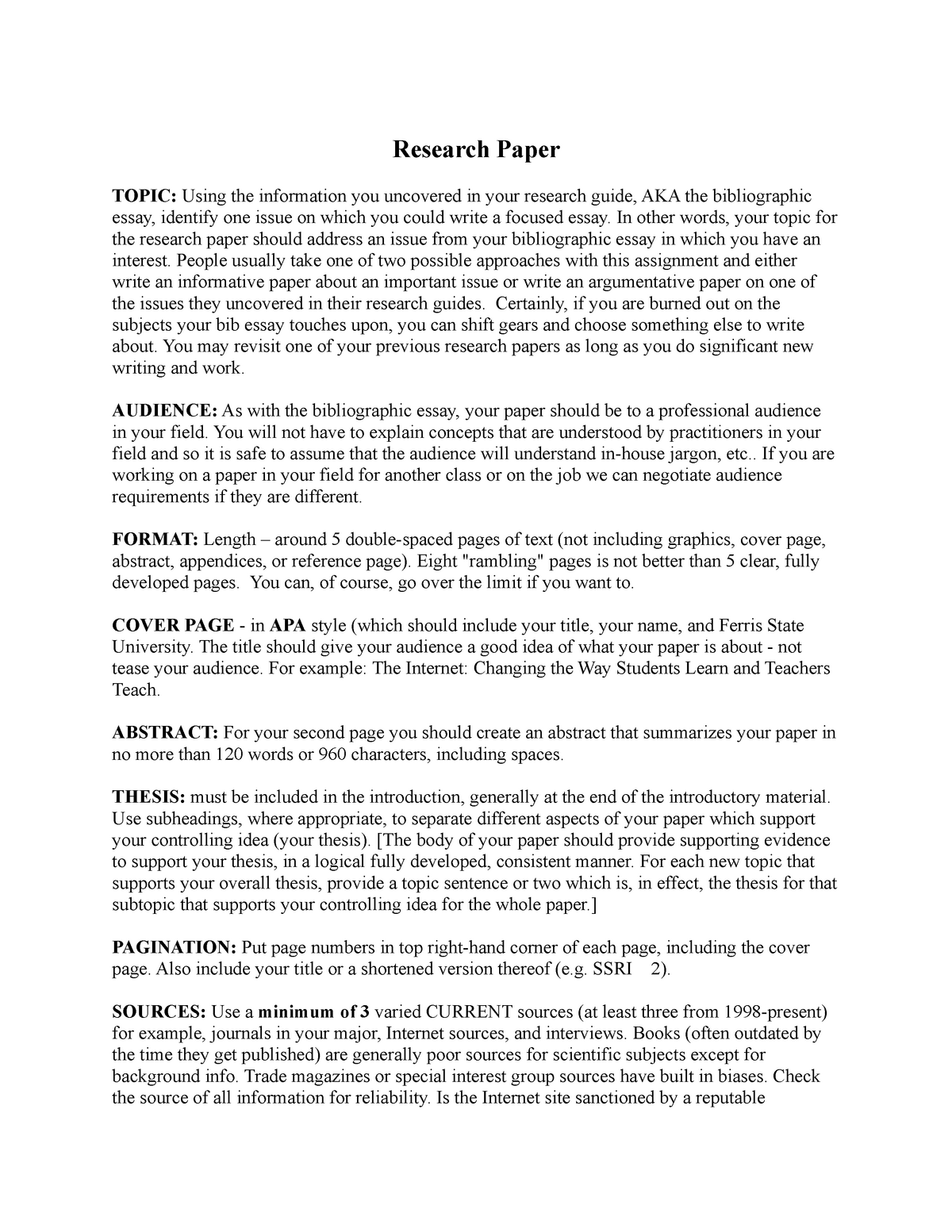 topics for short research paper