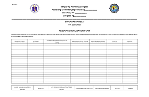 Brigada Eskwela FORM 5 Records OF Donations Received - Sangay ng ...