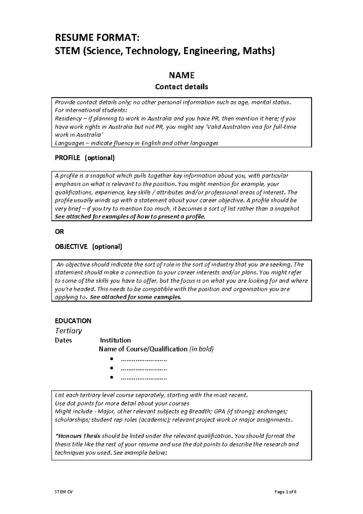 Resume or CV Format for STEM - Thumb 1200 1698 