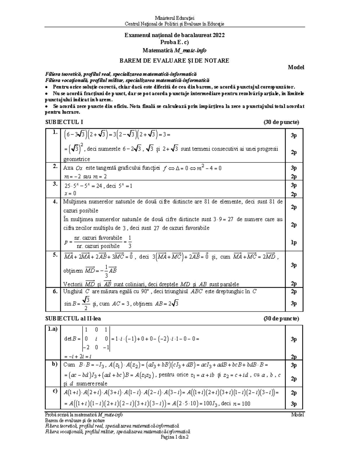E c matematica M mateinfo 2022 bar model Ministerul Educaţiei