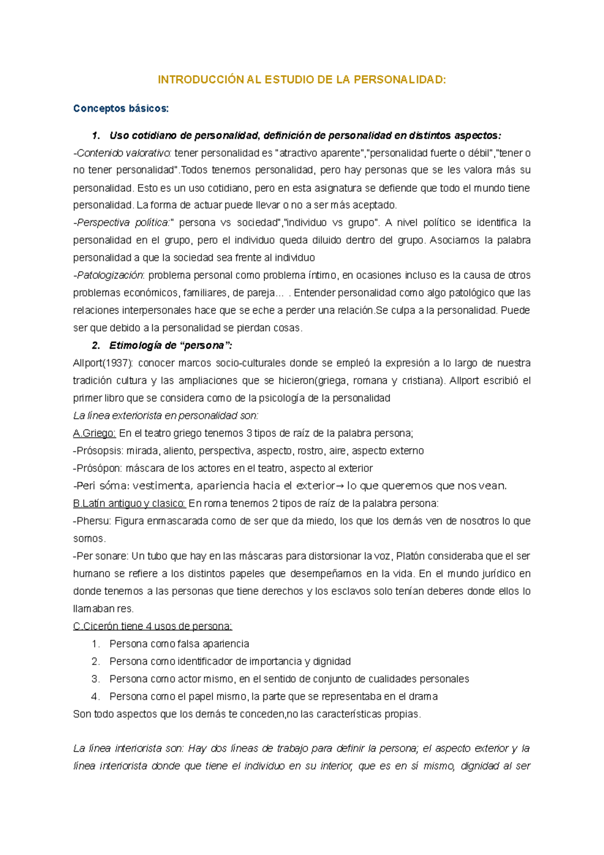 TEMA 1.docx Personalidad - INTRODUCCIÓN AL ESTUDIO DE LA PERSONALIDAD ...