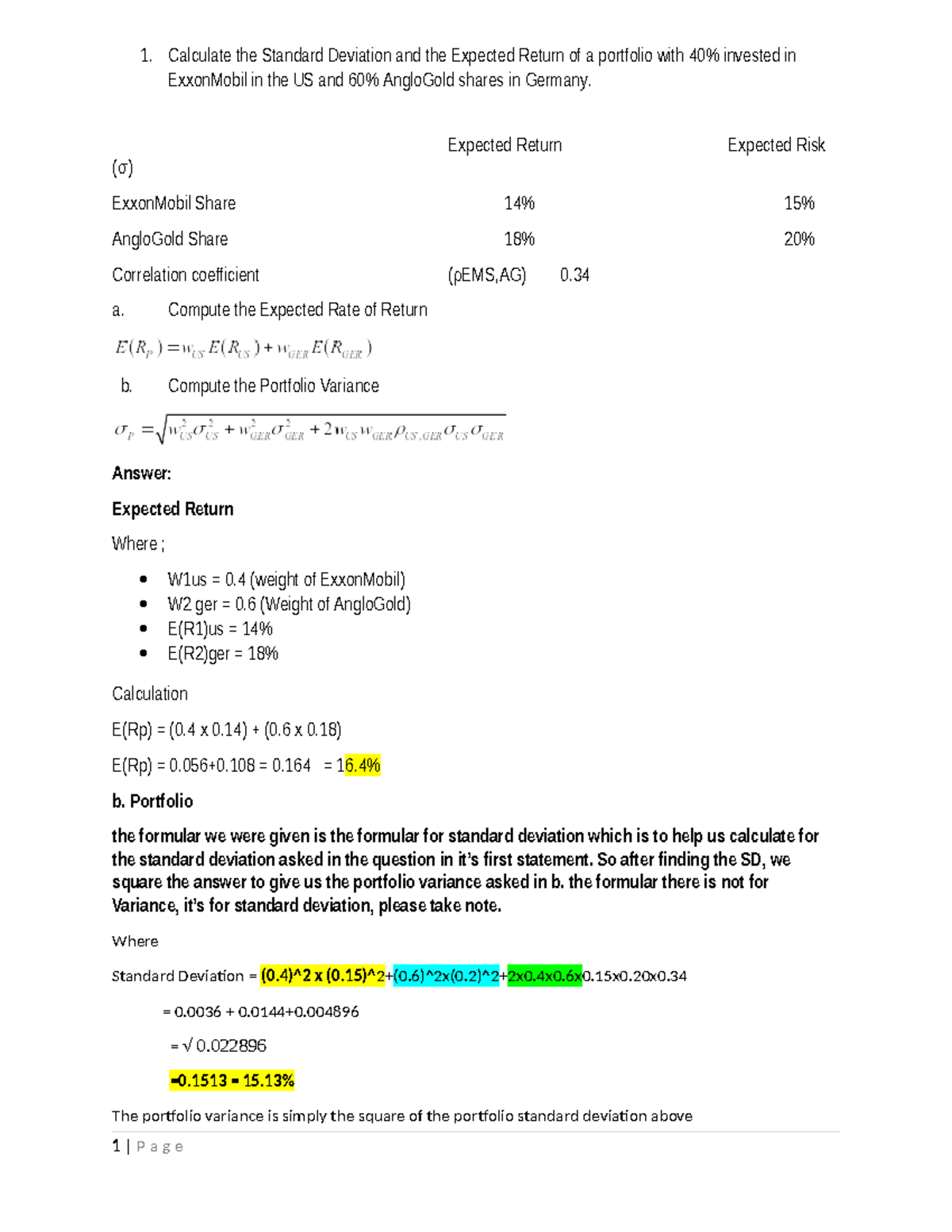 Modified self assessment Test 23rd June 2024 - 1. Calculate the ...