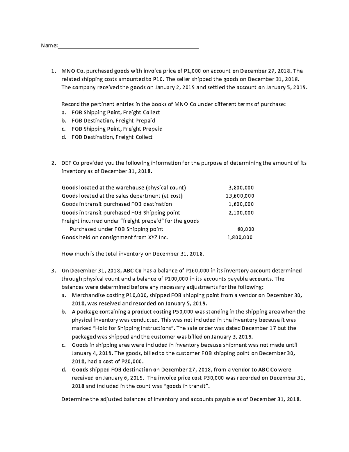 Intermediate Accounting - Name ...