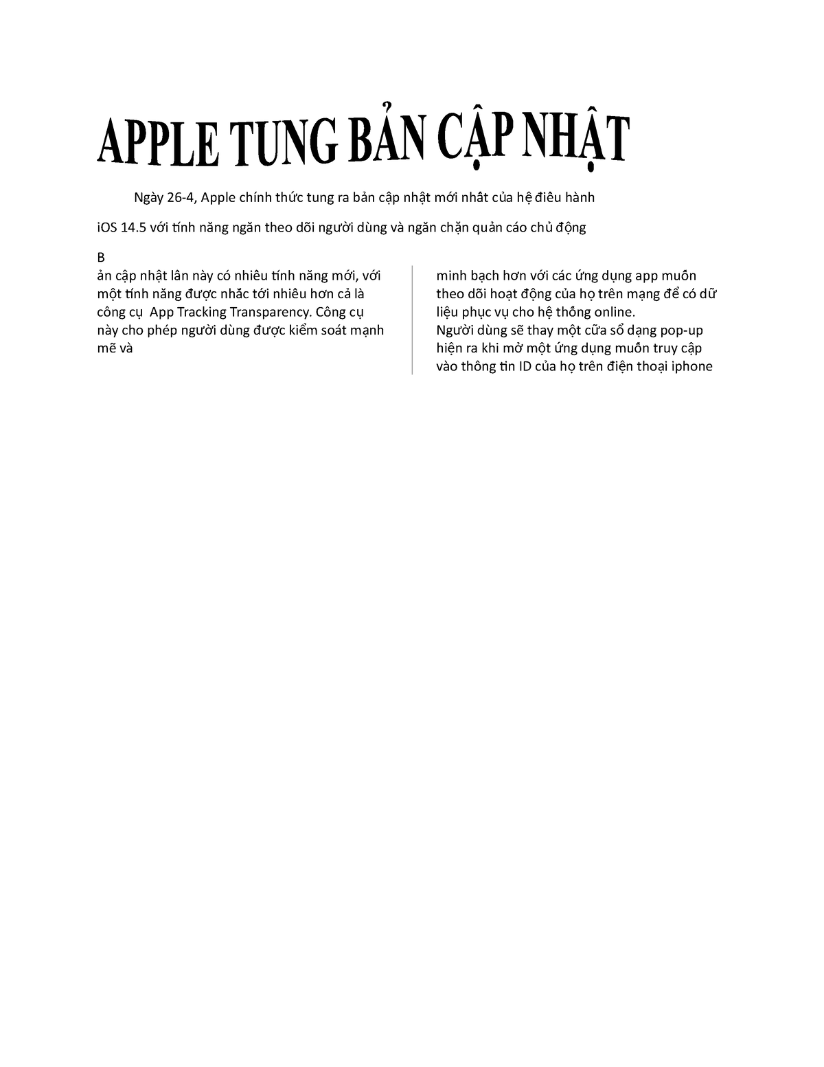 Bài Thực Hành Tin Học - 111 - Ngày 26-4, Apple Chính Th ức Tung Ra B N ...