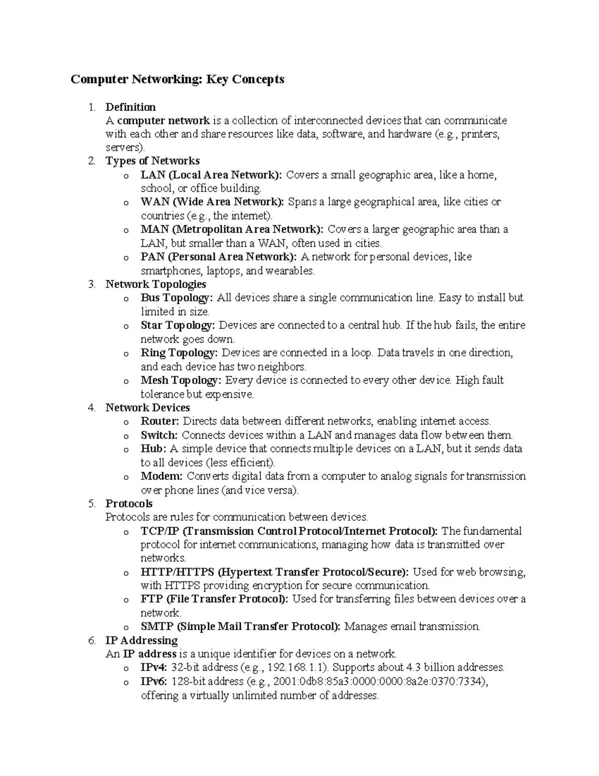 Computer Networking Definition A computer network is a collection of