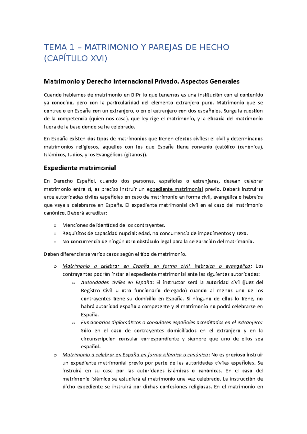 Tema 1 Apuntes Manual Tema Matrimonio Parejas De Hecho Cap Tulo Xvi Matrimonio Studocu