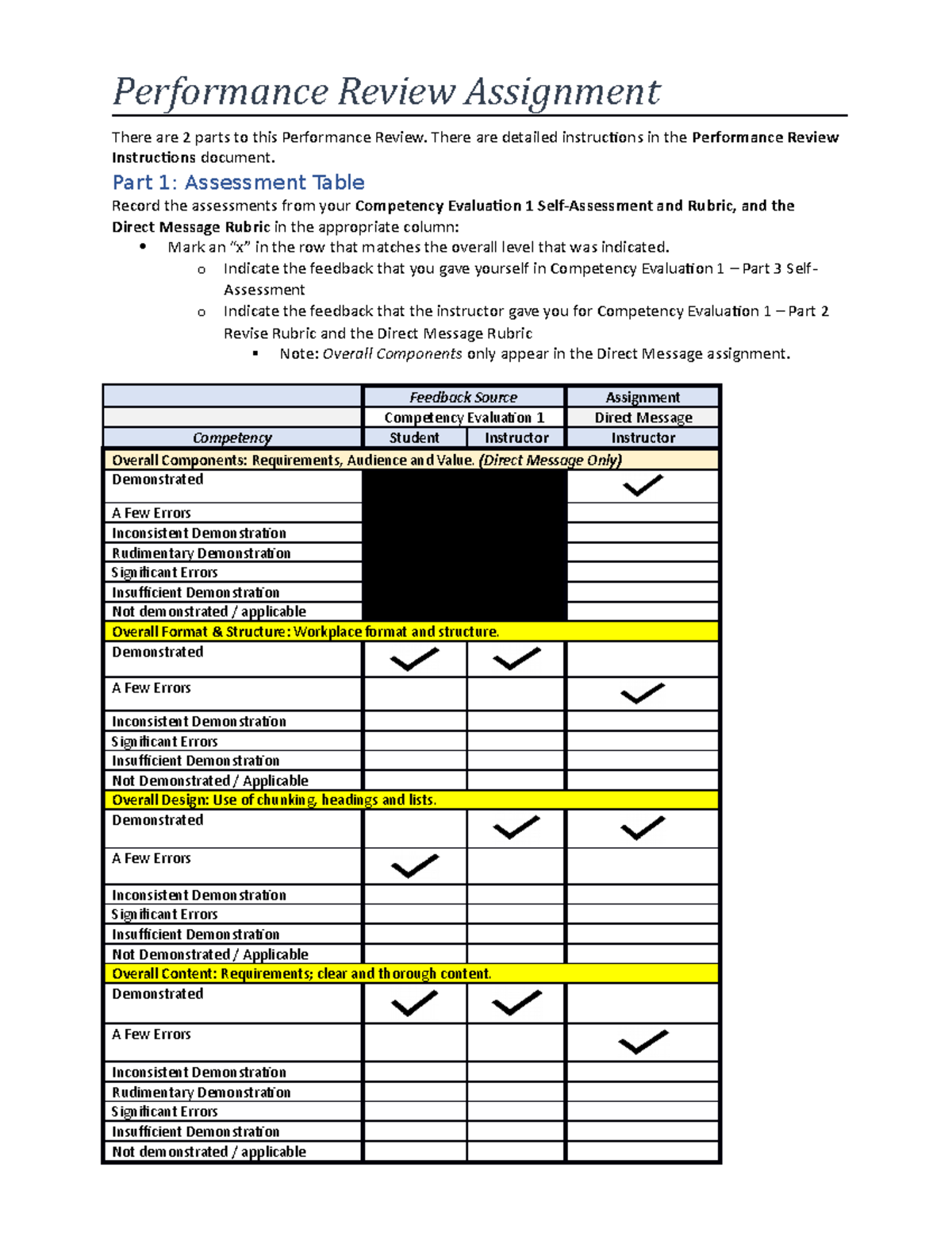 Performance Review Worksheet - Performance Review Assignment There Are ...