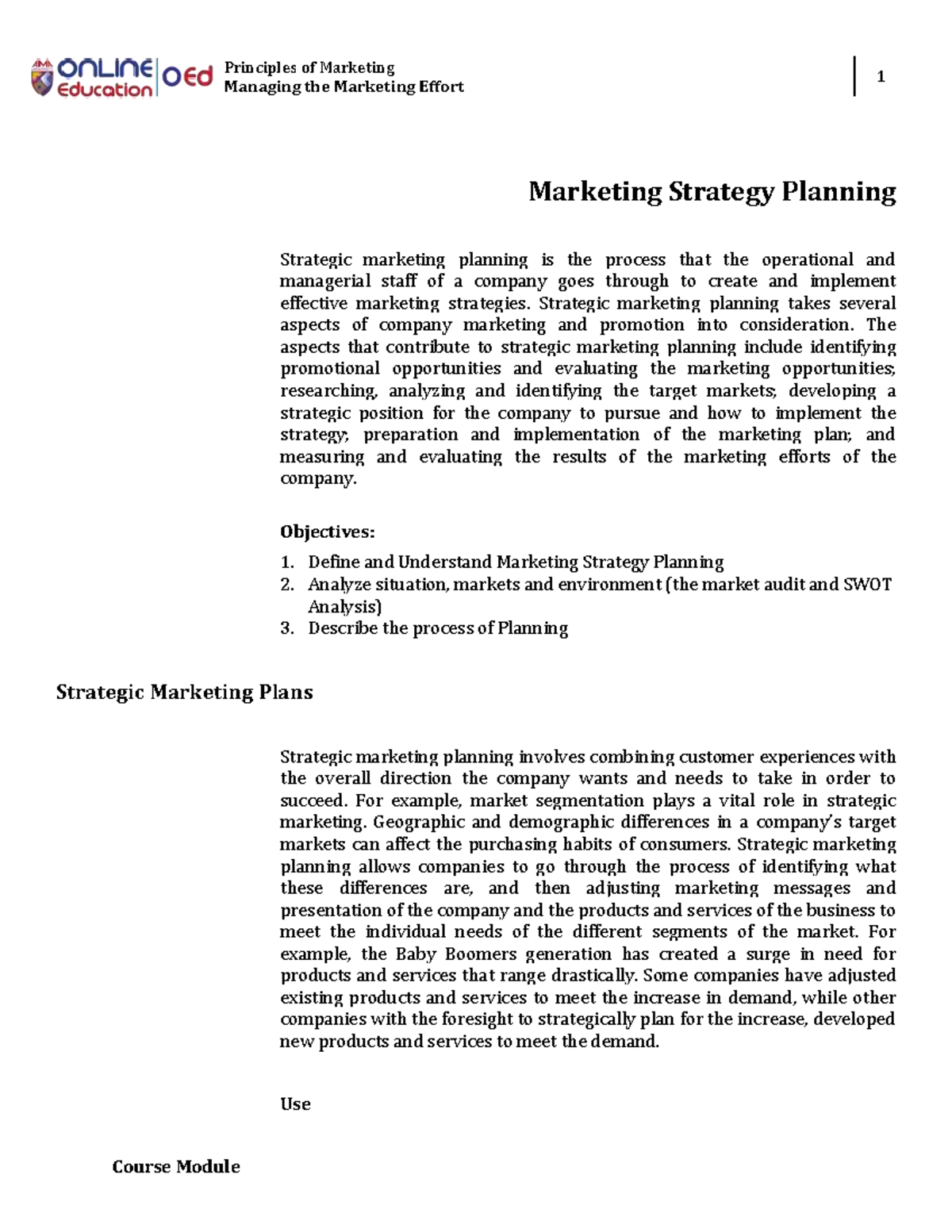 Week 016-Module Marketing Strategy Planning - Principles of Marketing ...