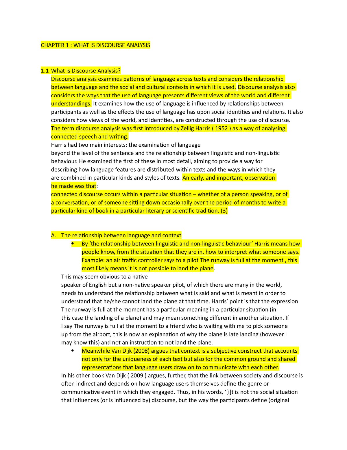 Chapter 1 Of Discourse Analysis - CHAPTER 1 : WHAT IS DISCOURSE ...